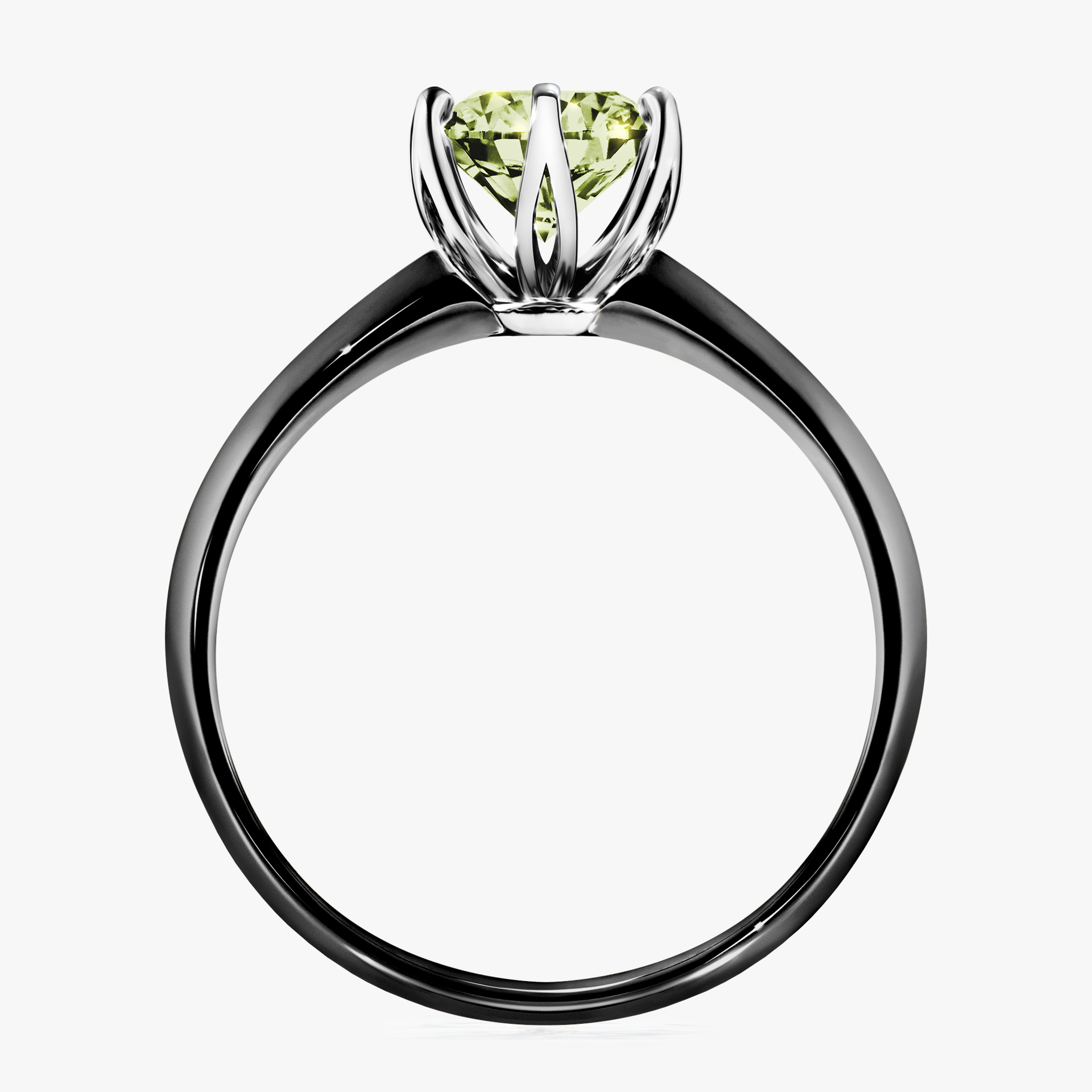 Pierścionek zaręczynowy My Daisy z czarnego złota z jasnym zielonym diamentem 1,00ct