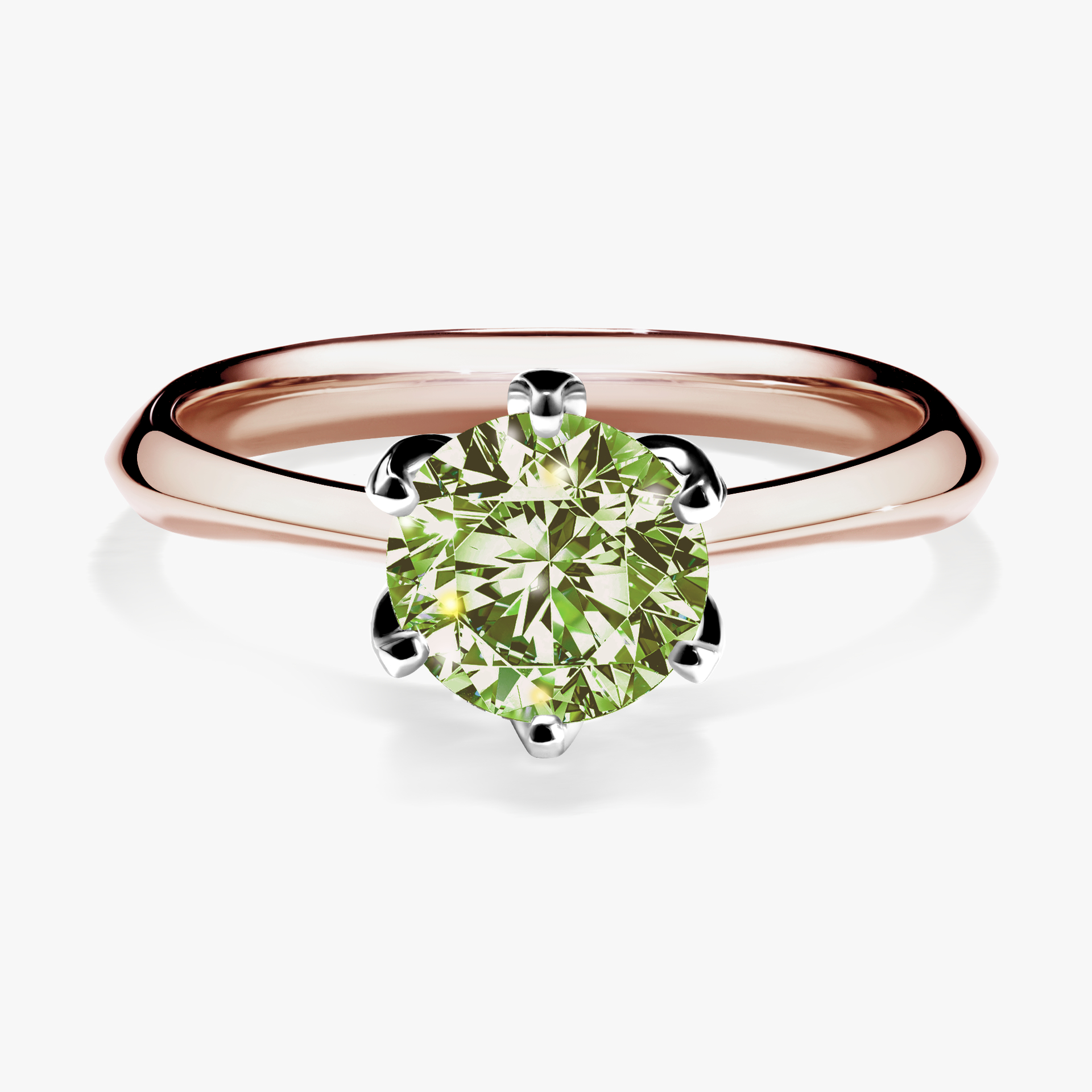 Pierścionek zaręczynowy My Daisy z różowego złota z jasnym zielonym diamentem 1,00ct