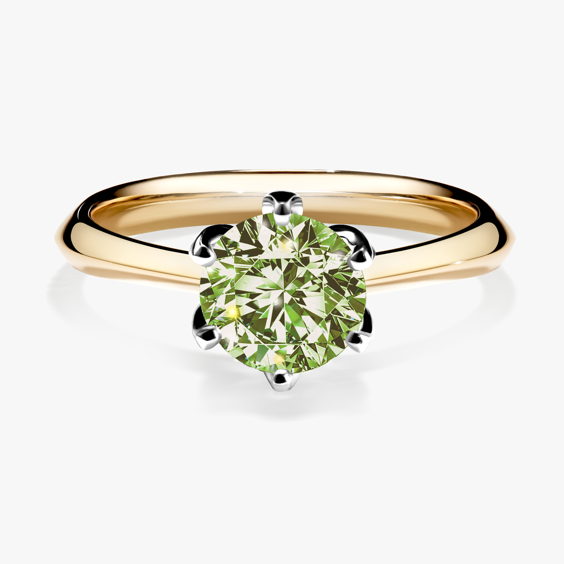Pierścionek zaręczynowy My Daisy z żółtego złota z jasnym zielonym diamentem 1,00ct
