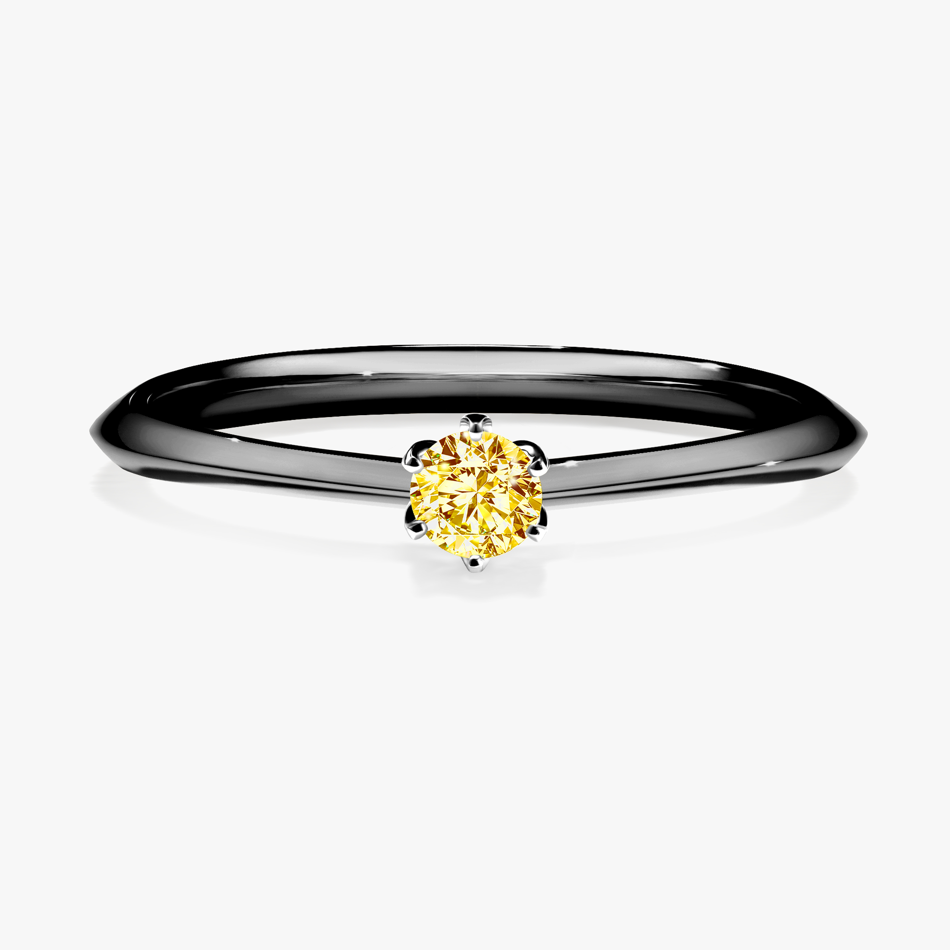 Pierścionek zaręczynowy My Daisy z czarnego złota z żółtym diamentem 0,10ct