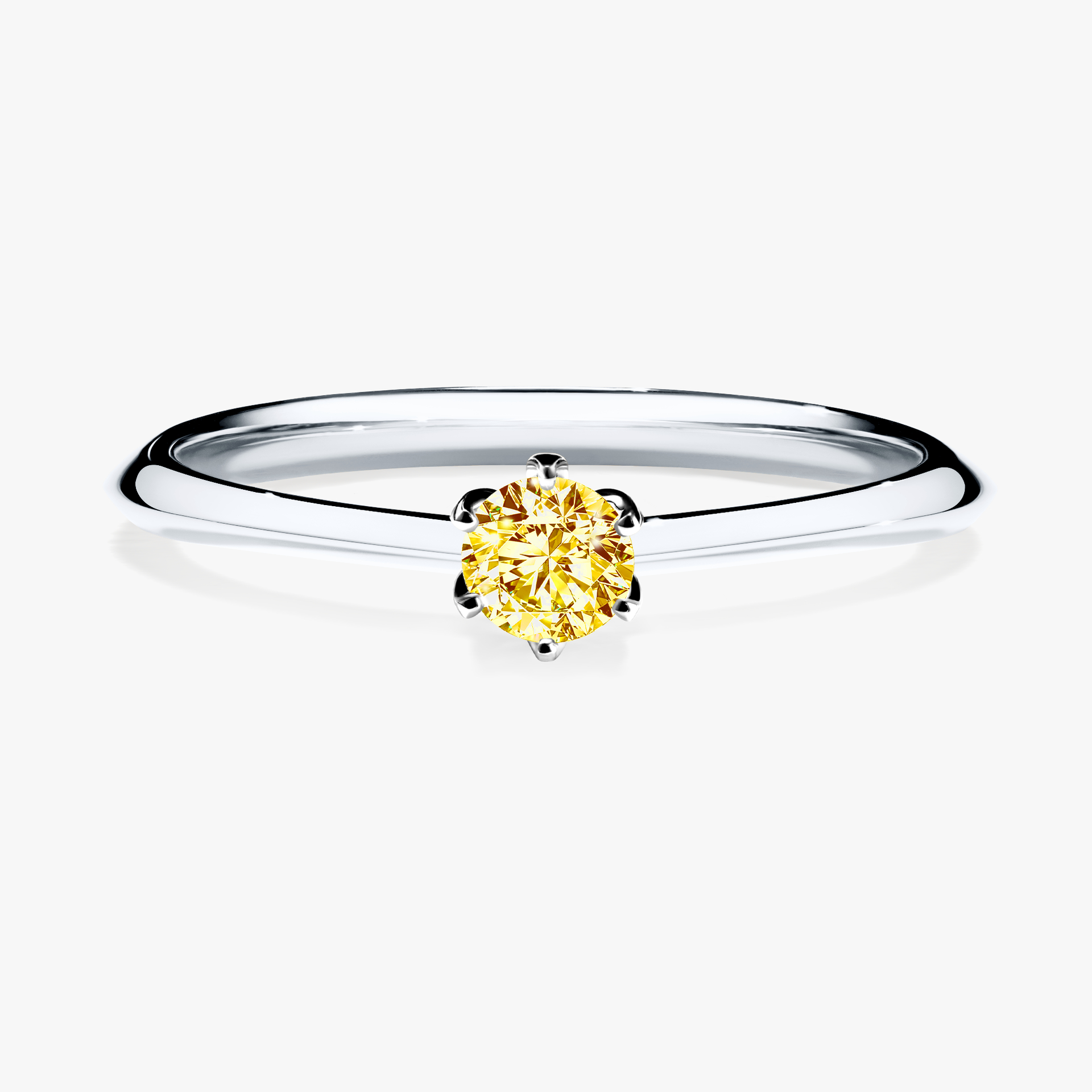 Pierścionek zaręczynowy My Daisy z białego złota z żółtym diamentem 0,17ct