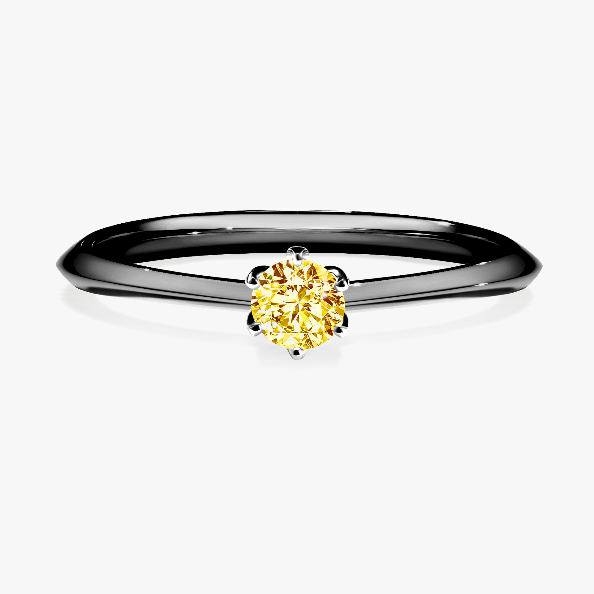 Pierścionek zaręczynowy My Daisy z czarnego złota z żółtym diamentem 0,17ct