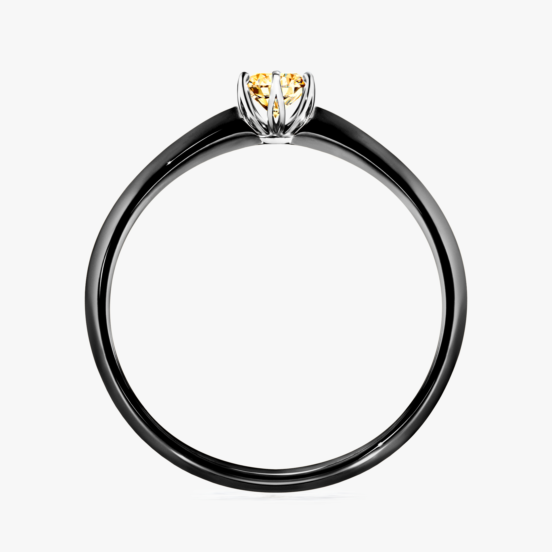 Pierścionek zaręczynowy My Daisy z czarnego złota z żółtym diamentem 0,17ct