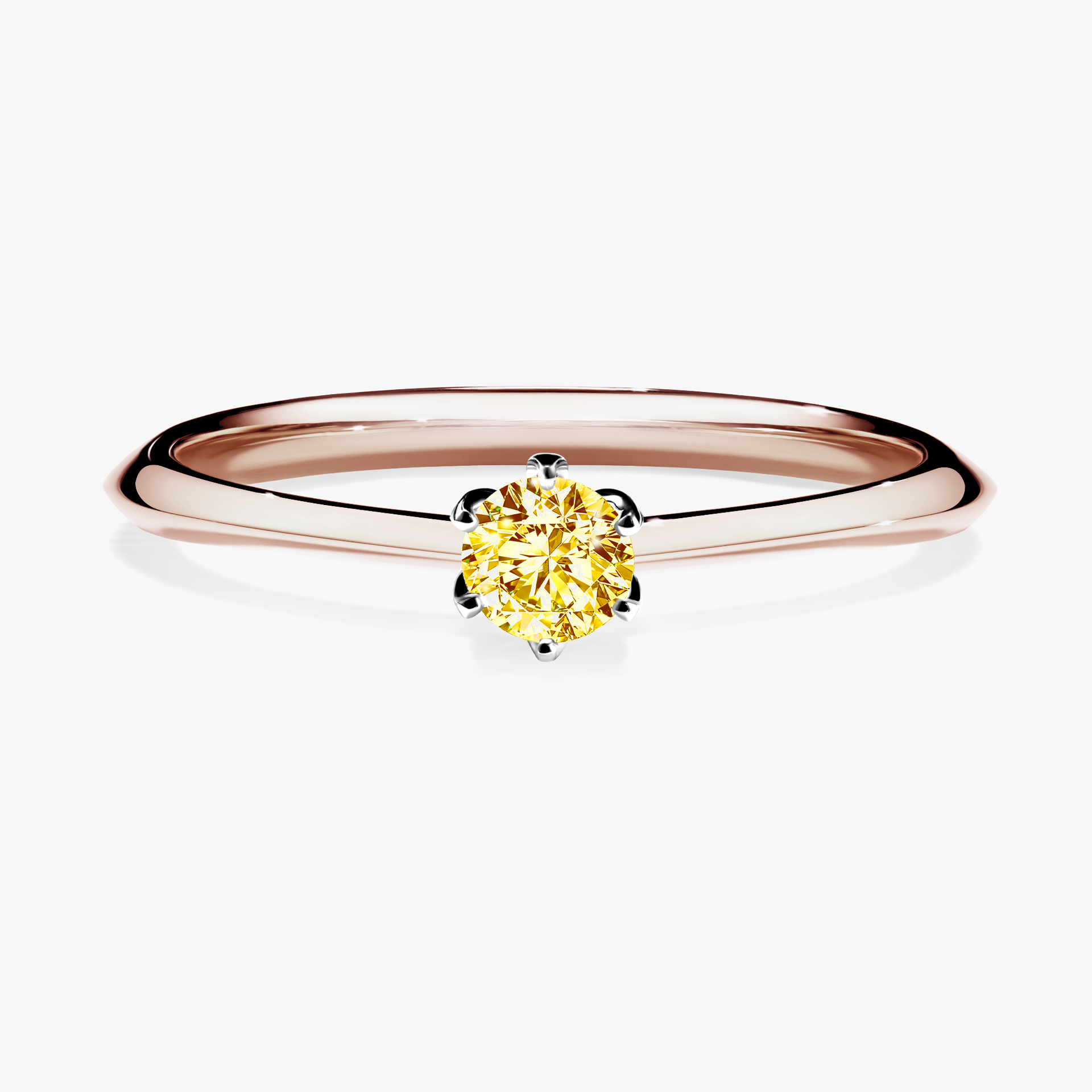 Pierścionek zaręczynowy My Daisy z różowego złota z żółtym diamentem 0,17ct