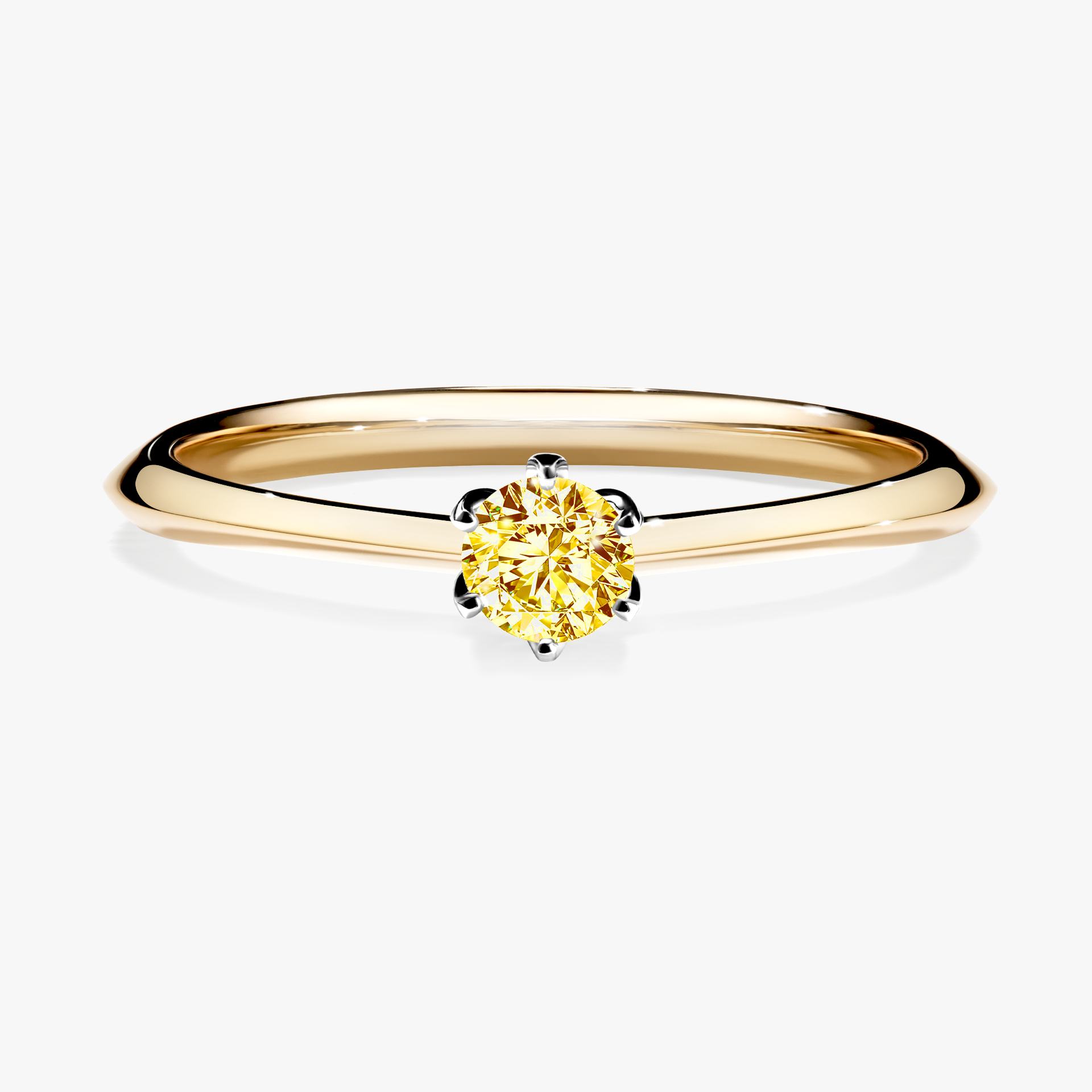 Pierścionek zaręczynowy My Daisy z żółtego złota z żółtym diamentem 0,17ct