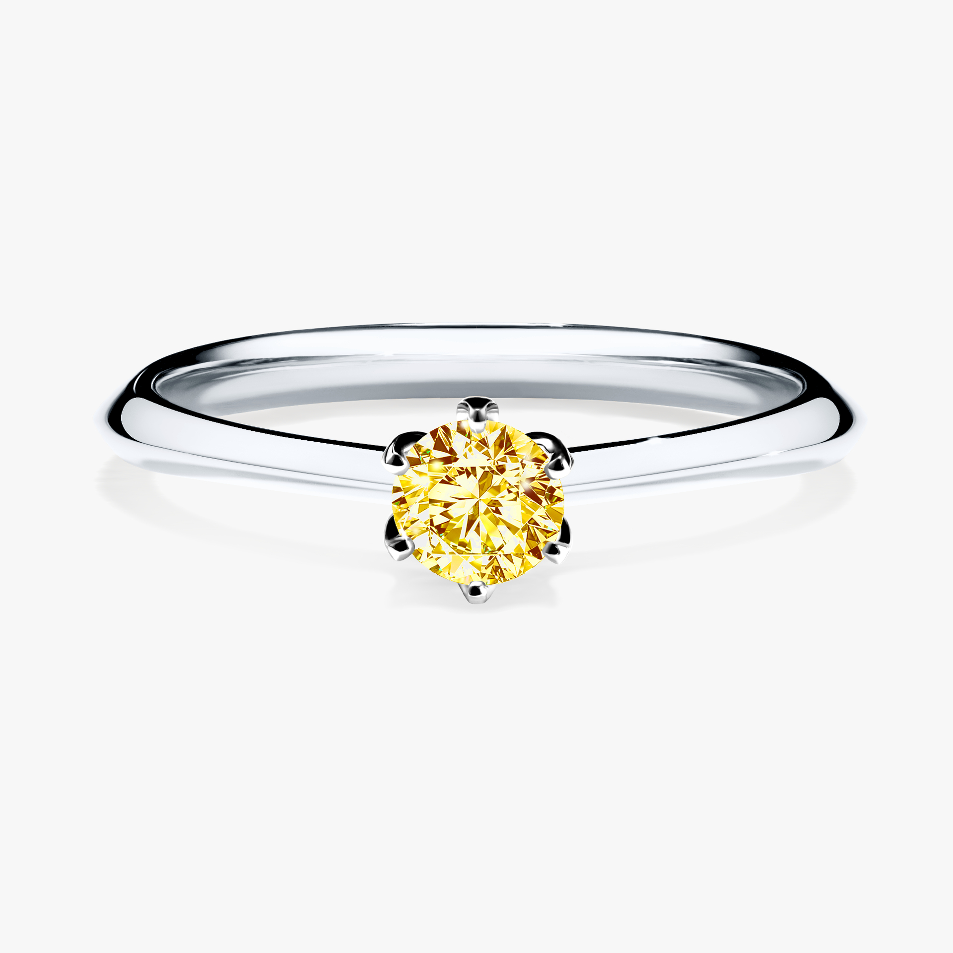 Pierścionek zaręczynowy My Daisy z białego złota z żółtym diamentem 0,25ct