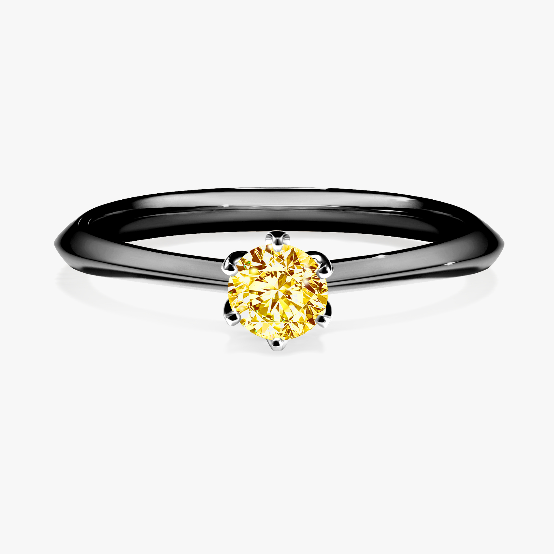 Pierścionek zaręczynowy My Daisy z czarnego złota z żółtym diamentem 0,25ct