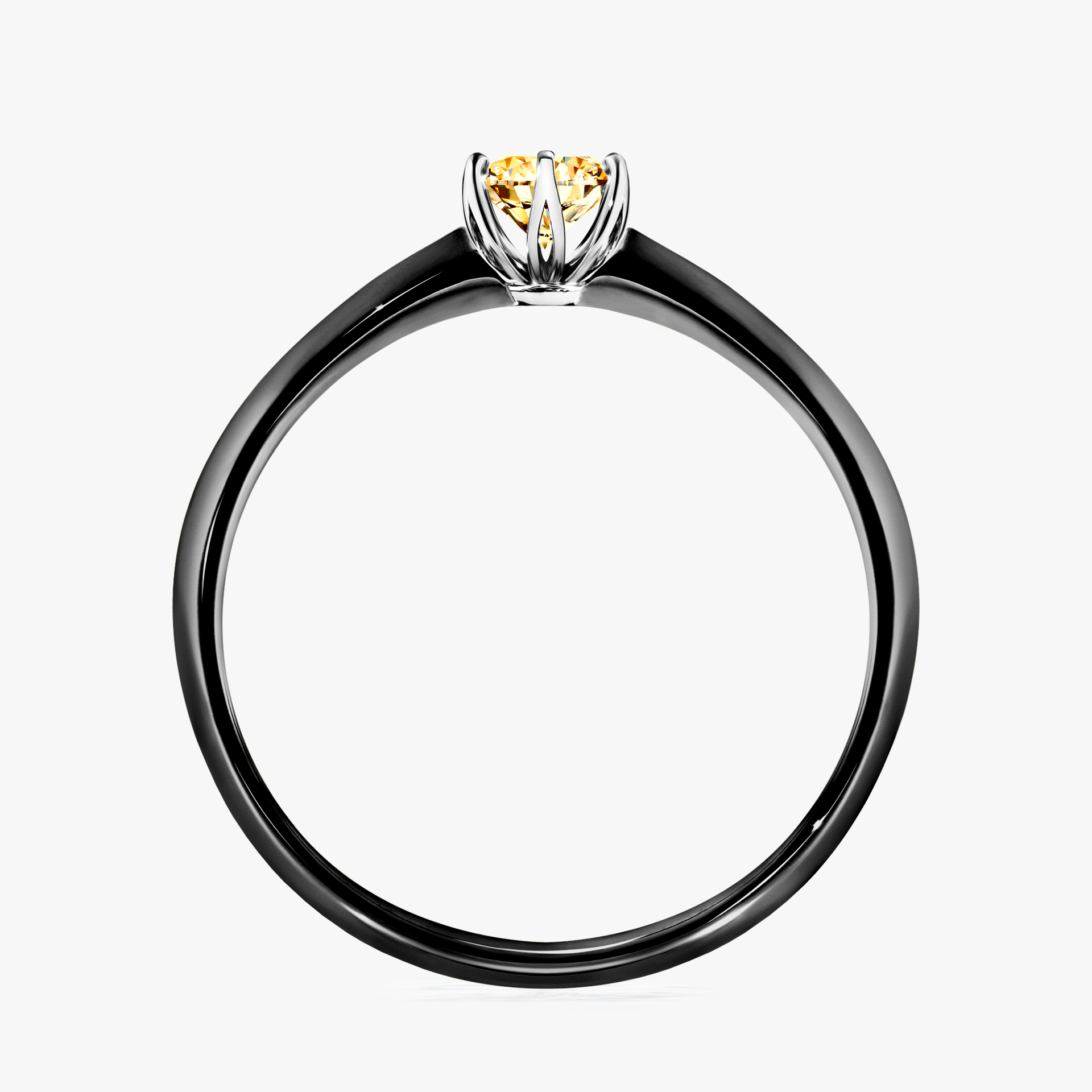 Pierścionek zaręczynowy My Daisy z czarnego złota z żółtym diamentem 0,25ct