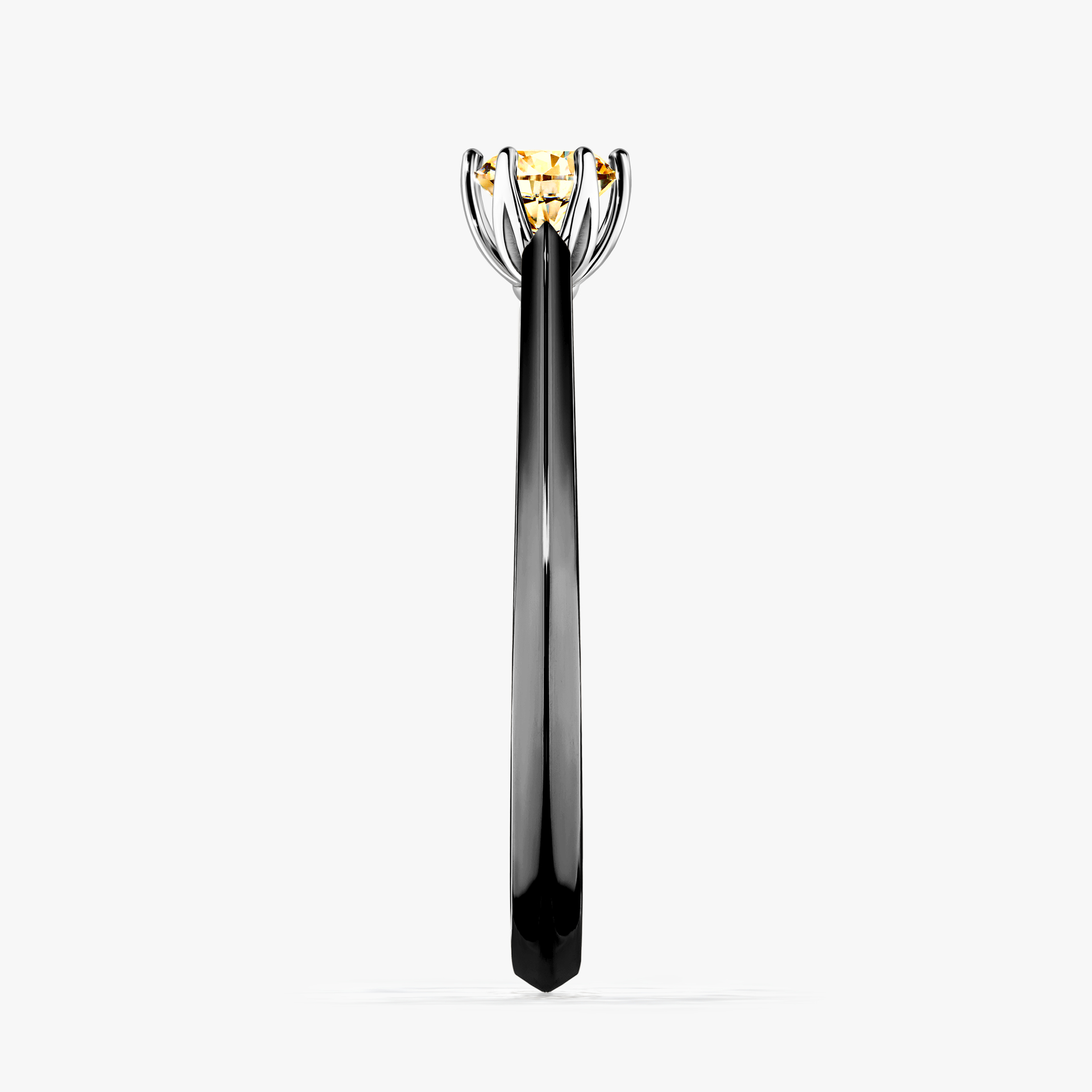 Pierścionek zaręczynowy My Daisy z czarnego złota z żółtym diamentem 0,25ct