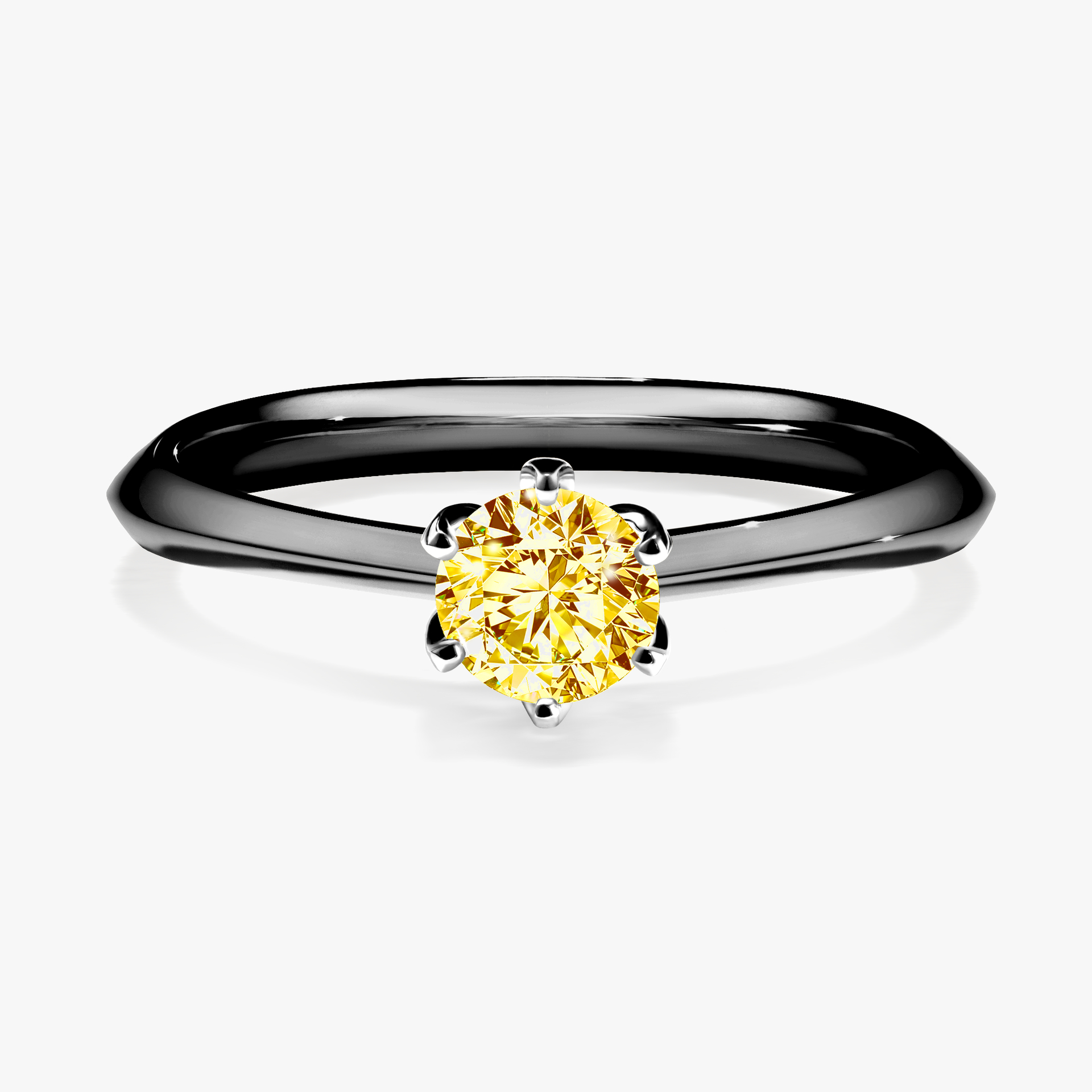 Pierścionek zaręczynowy My Daisy z czarnego złota z żółtym diamentem 0,30ct