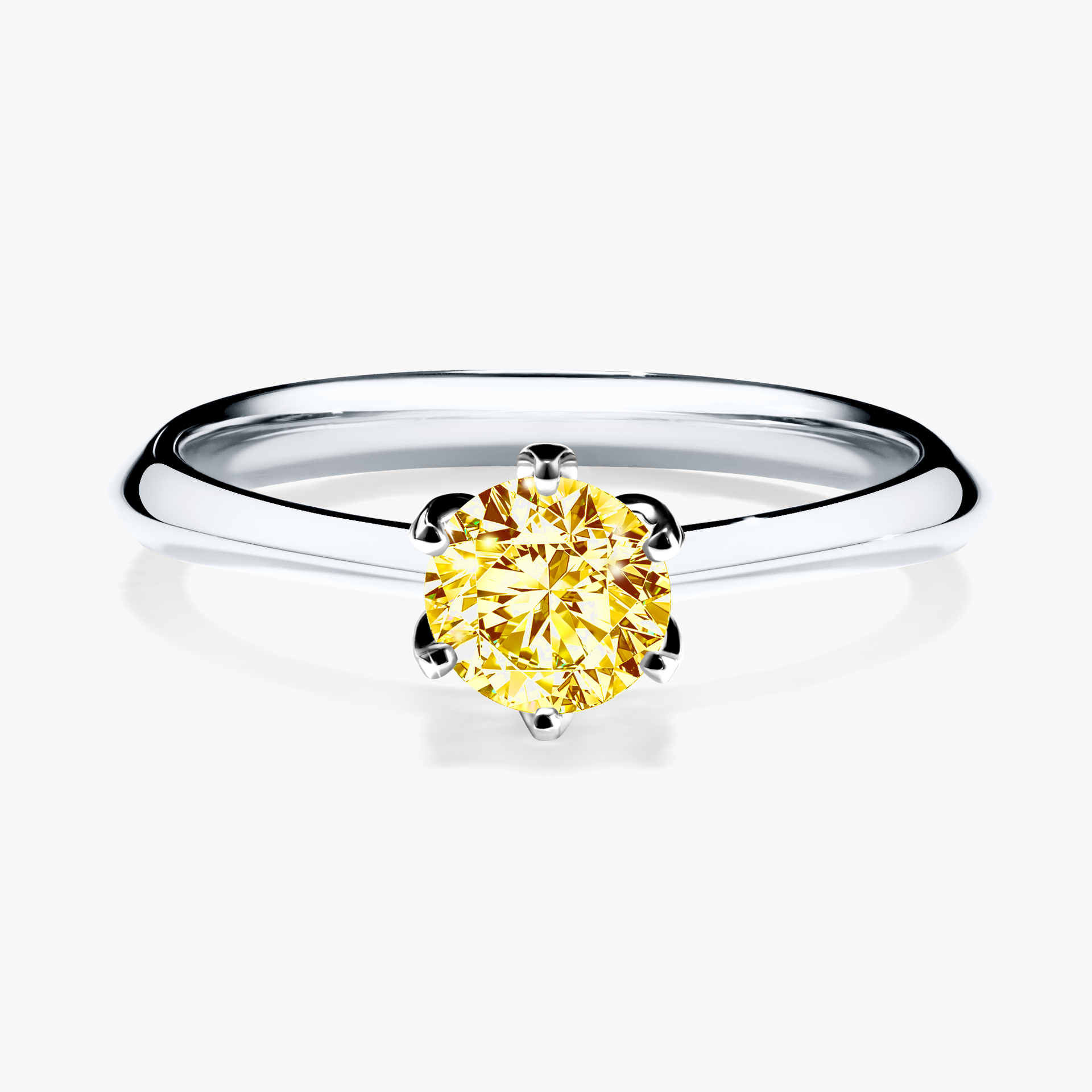 Pierścionek zaręczynowy My Daisy z białego złota z żółtym diamentem 0,50ct