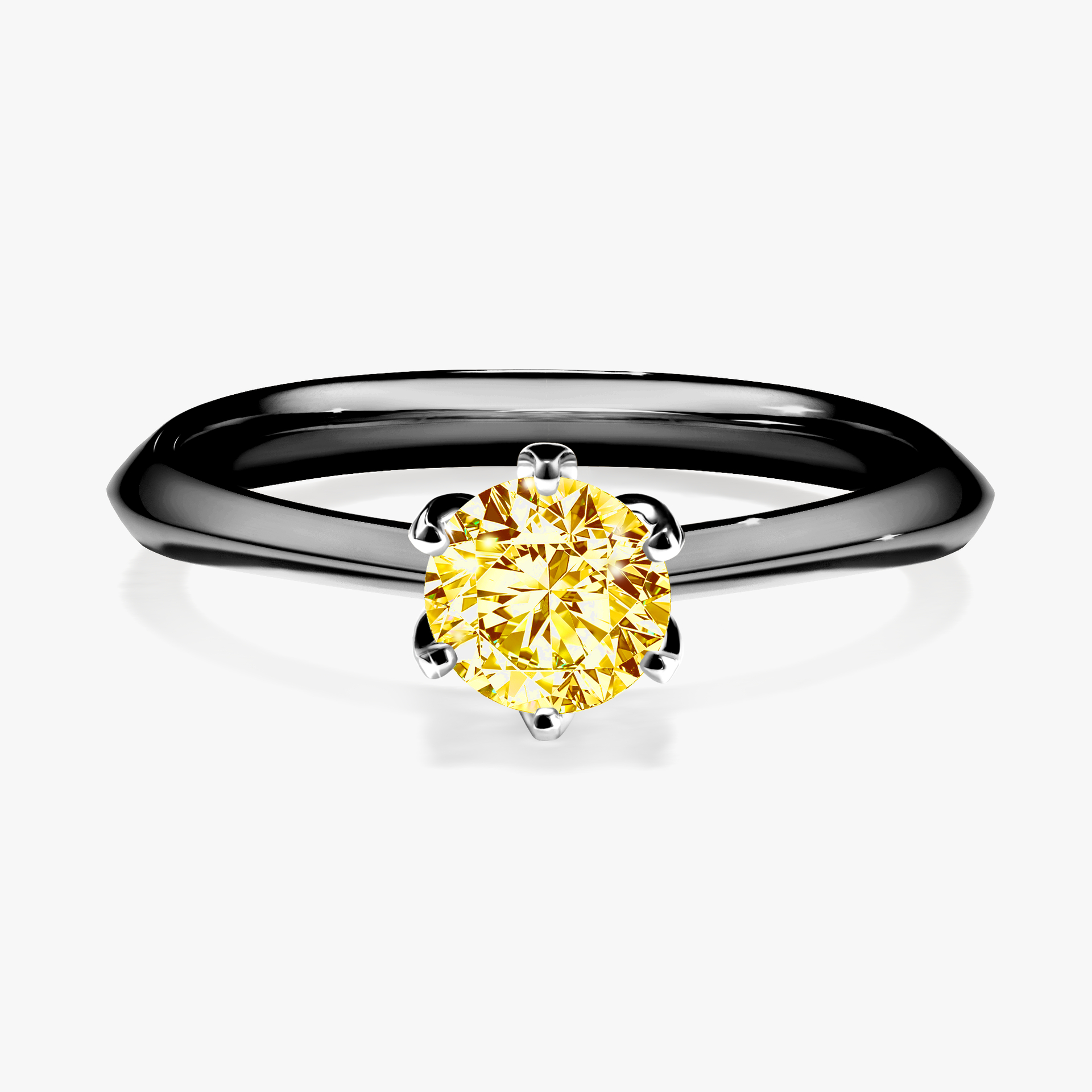 Pierścionek zaręczynowy My Daisy z czarnego złota z żółtym diamentem 0,50ct