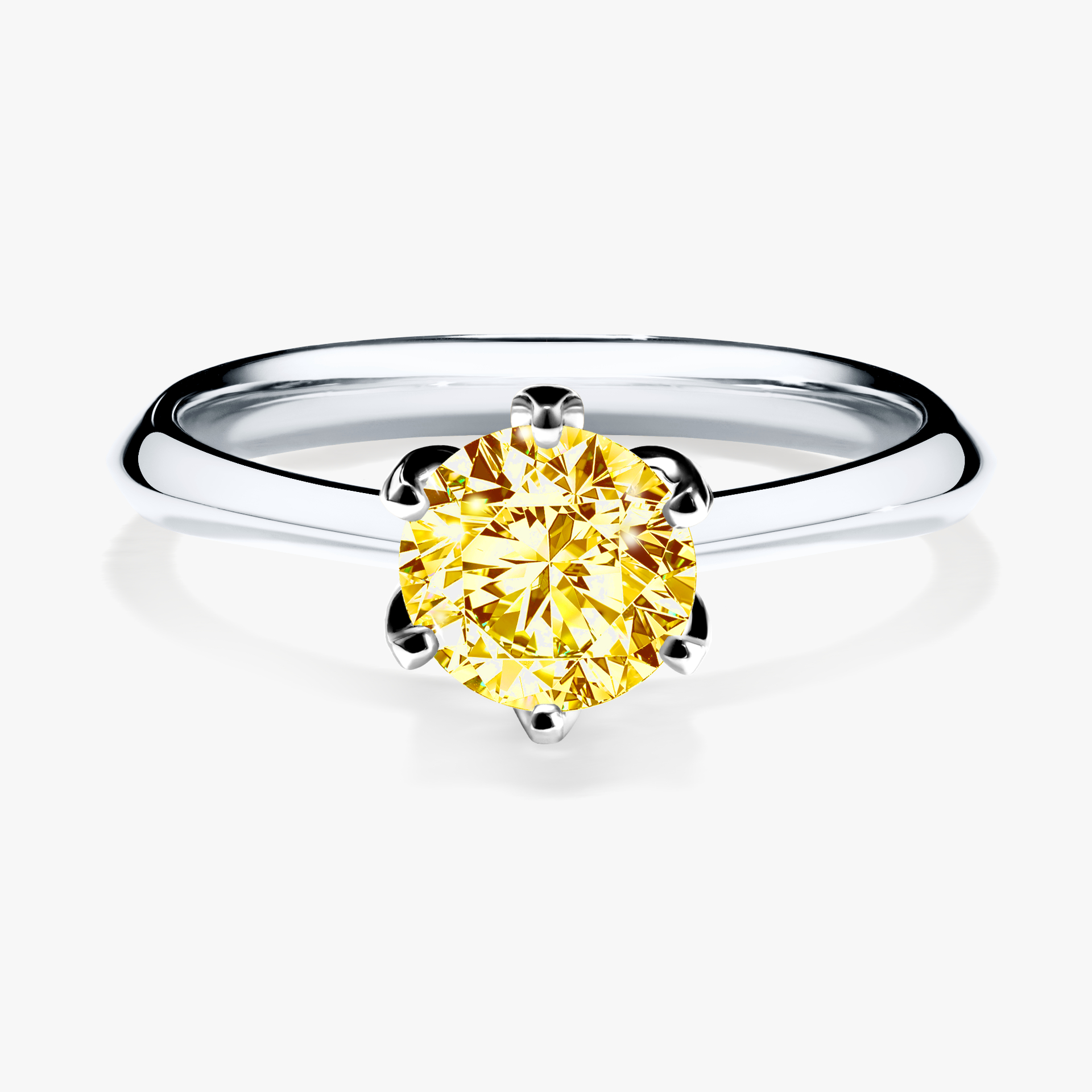 Pierścionek zaręczynowy My Daisy z białego złota z żółtym diamentem 0,80ct