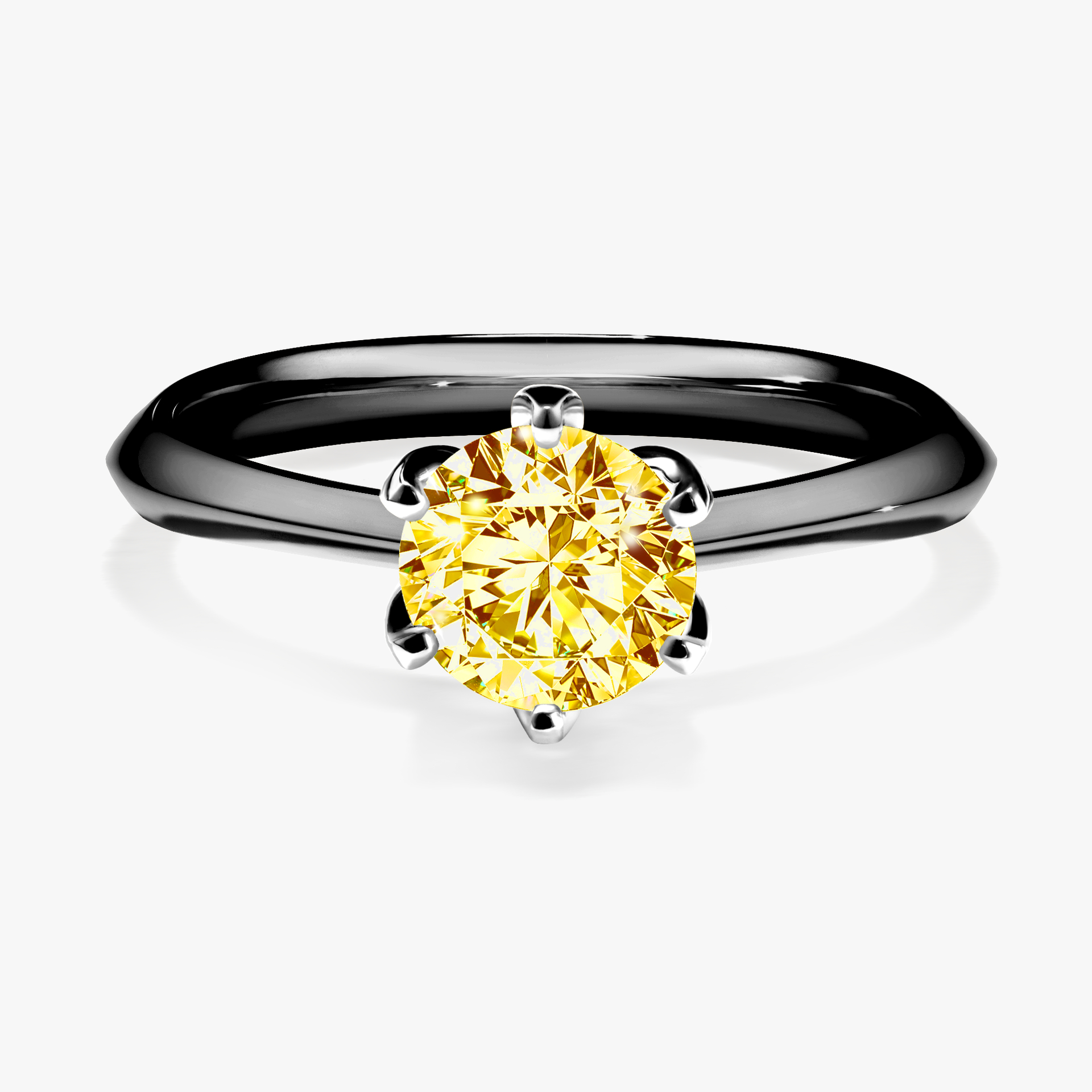 Pierścionek zaręczynowy My Daisy z czarnego złota z żółtym diamentem 0,80ct