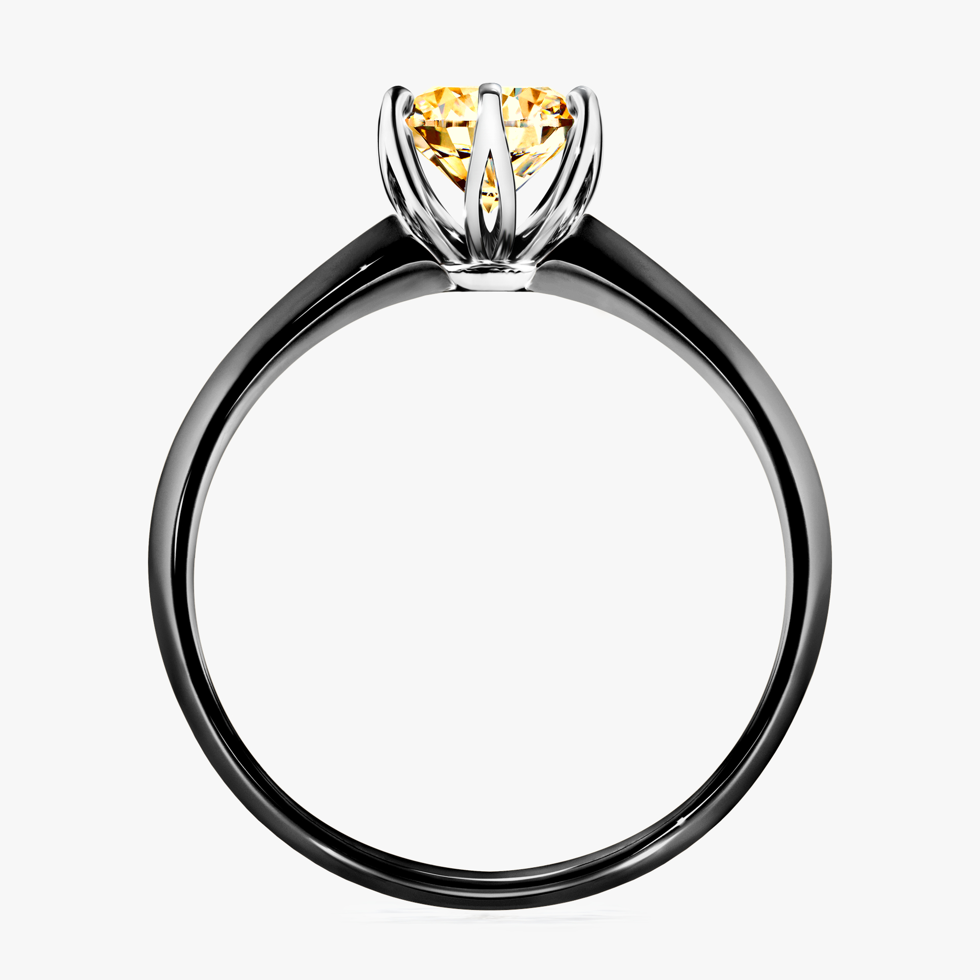 Pierścionek zaręczynowy My Daisy z czarnego złota z żółtym diamentem 0,80ct