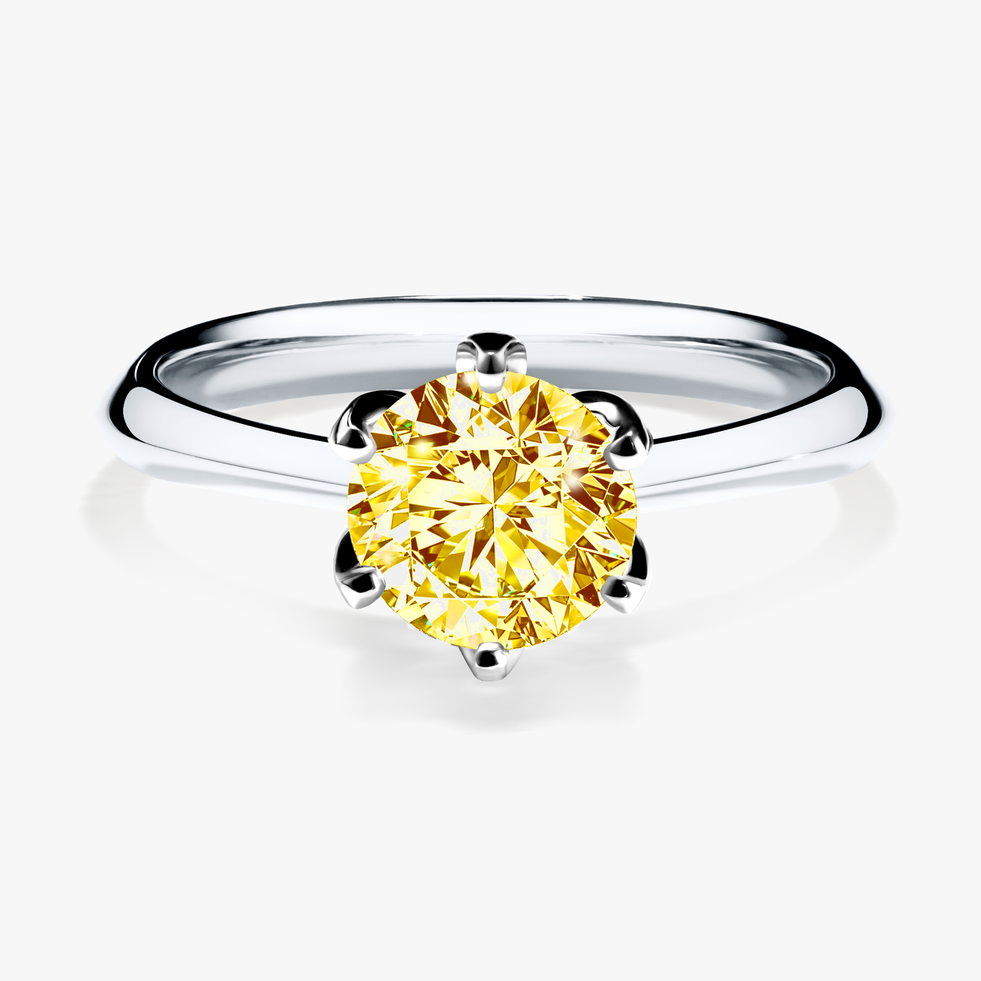 Pierścionek zaręczynowy My Daisy z białego złota z żółtym diamentem 1,00ct