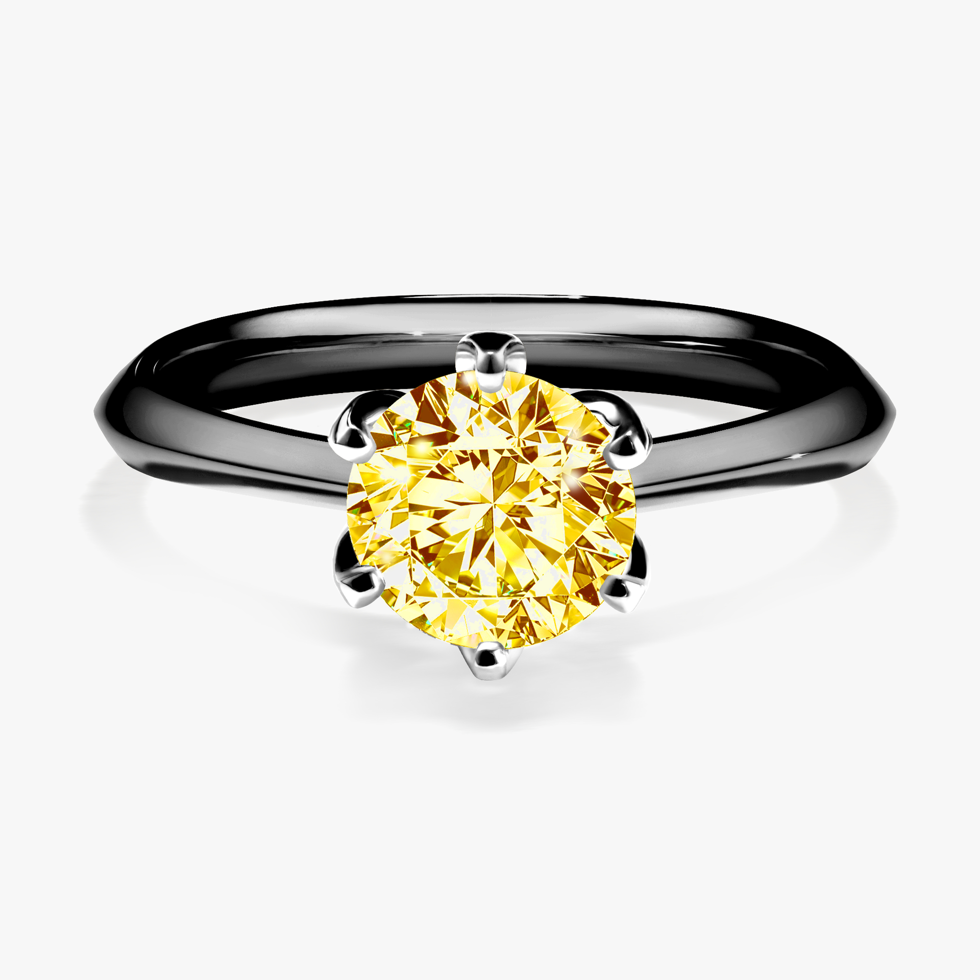 Pierścionek zaręczynowy My Daisy z czarnego złota z żółtym diamentem 1,00ct