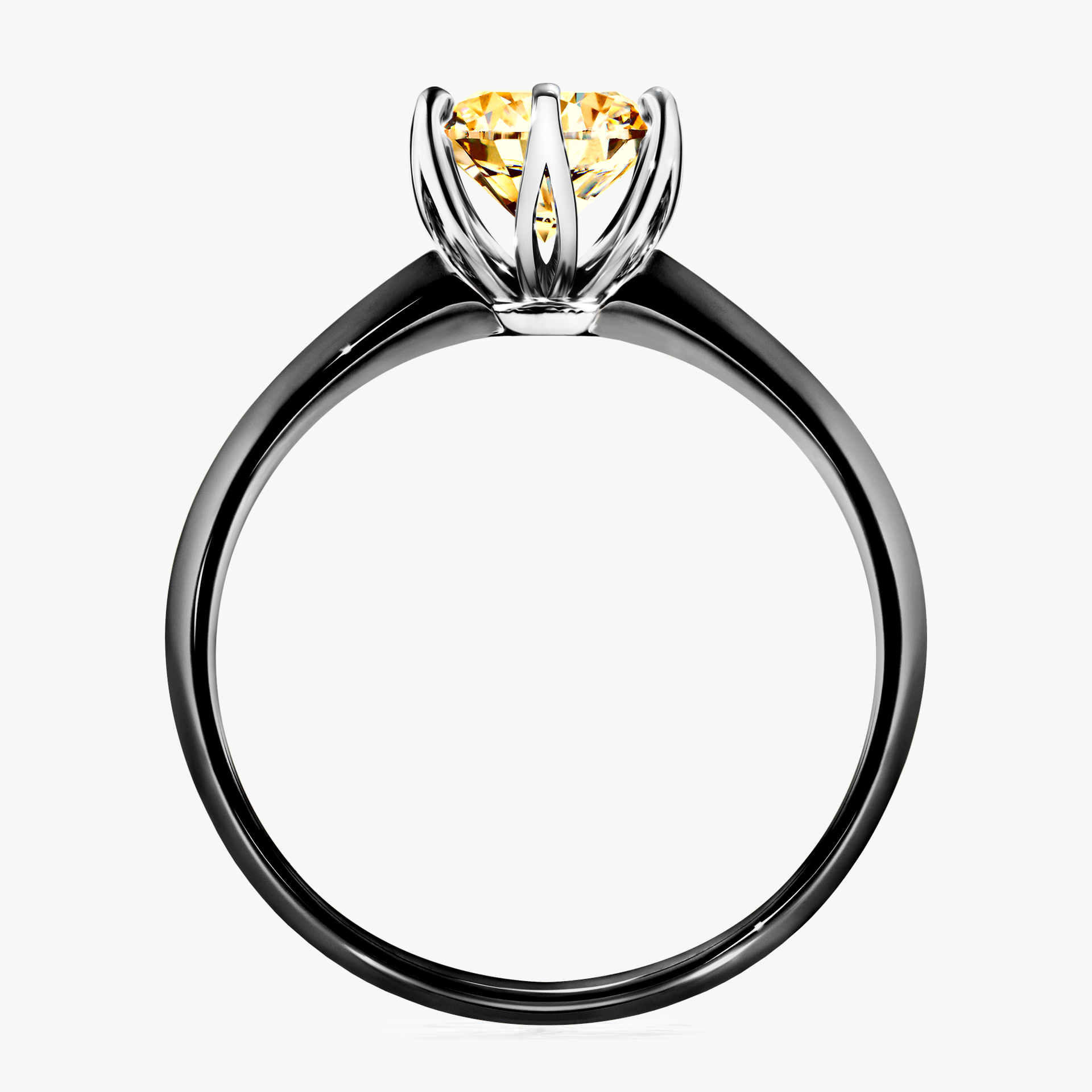 Pierścionek zaręczynowy My Daisy z czarnego złota z żółtym diamentem 1,00ct