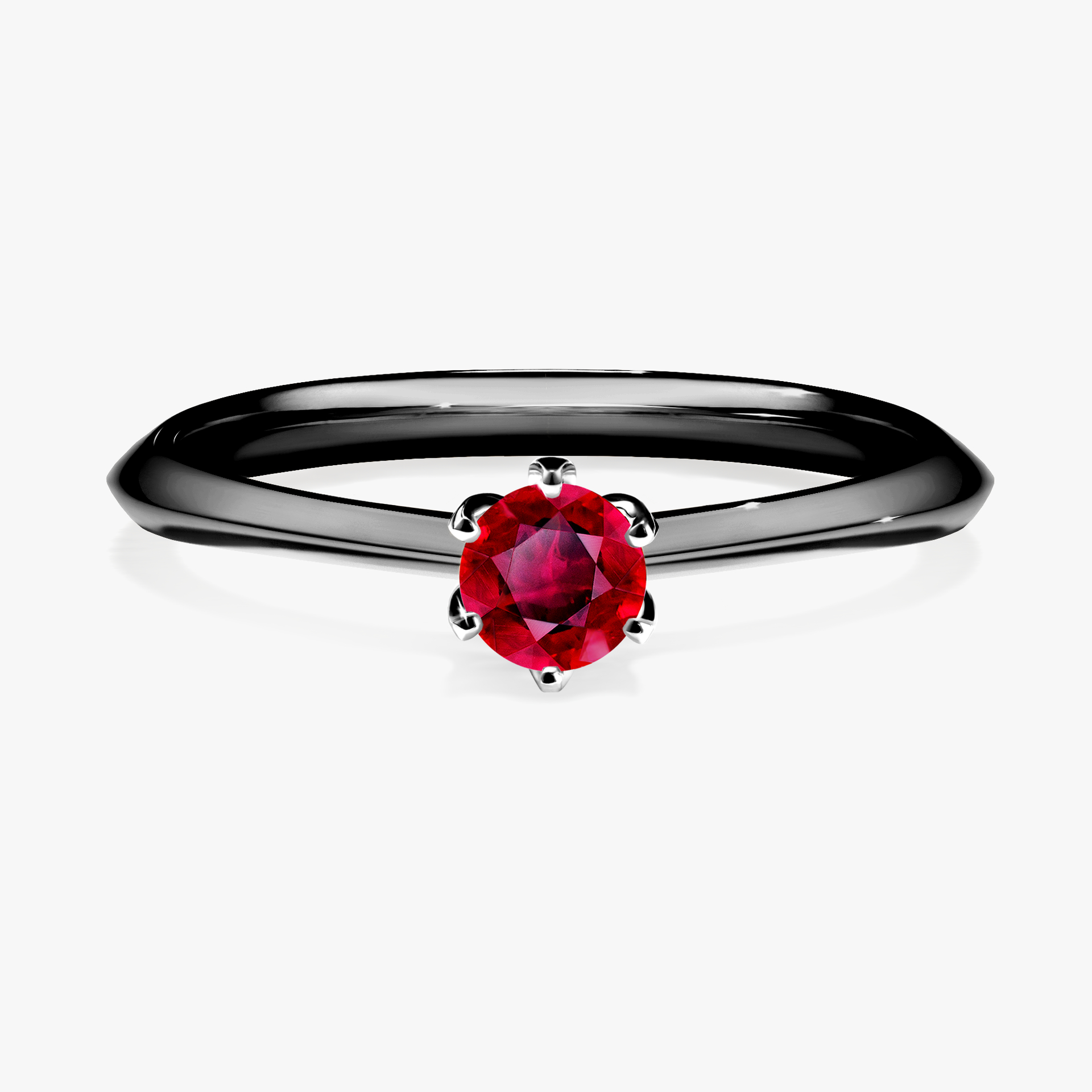 Pierścionek zaręczynowy My Daisy z czarnego złota z rubinem 0,25ct