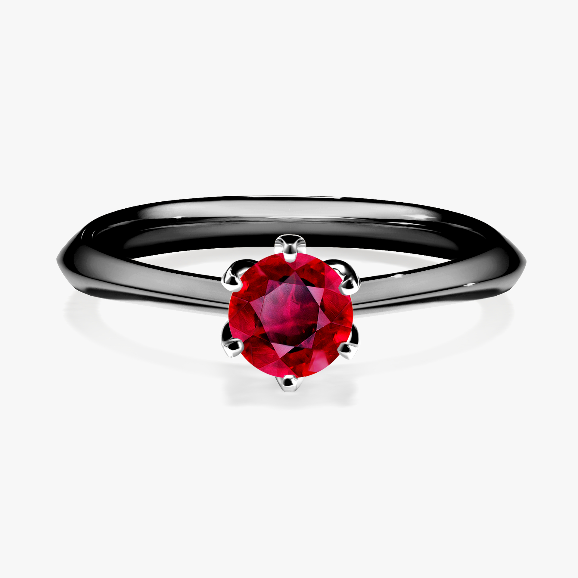 Pierścionek zaręczynowy My Daisy z czarnego złota z rubinem 0,50ct