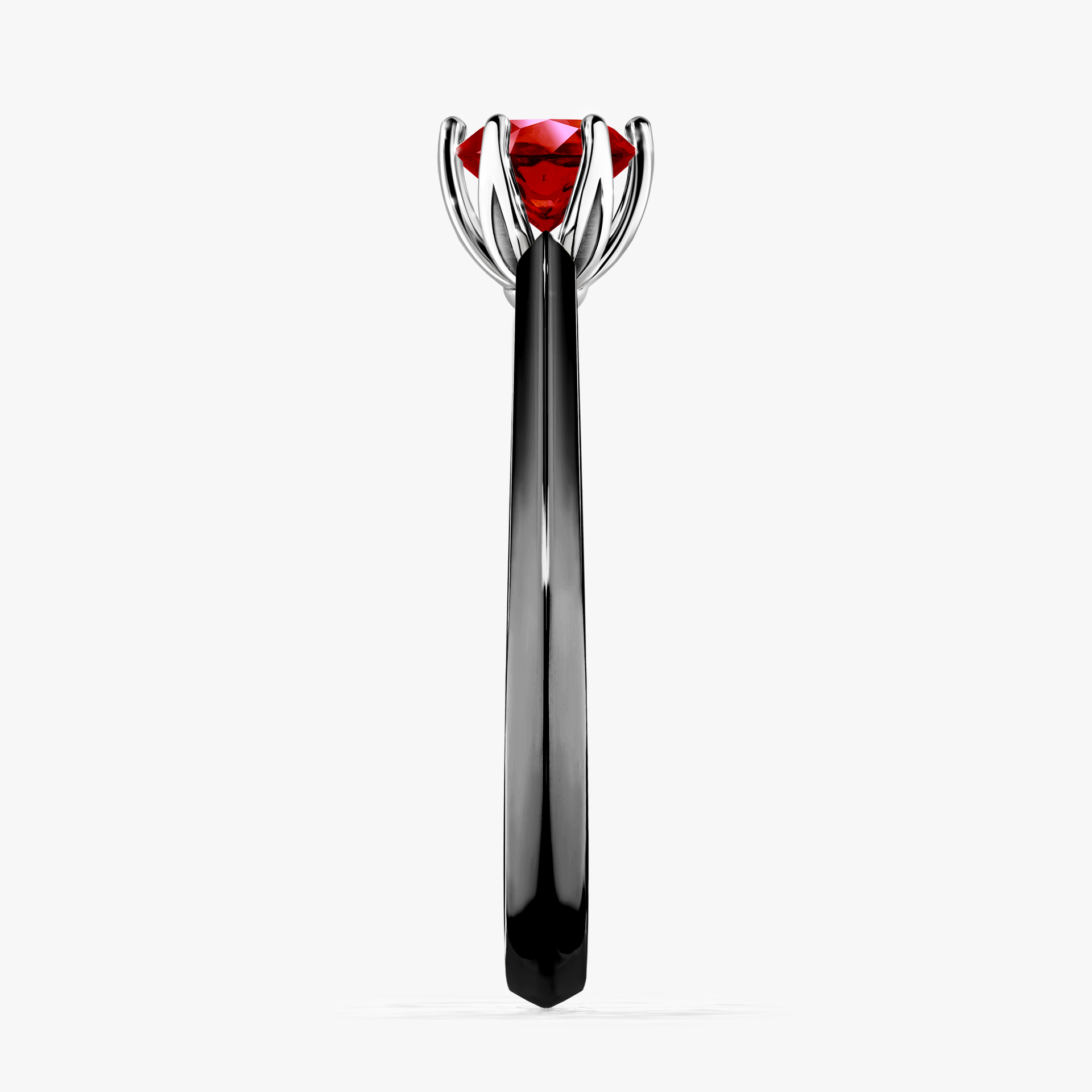 Pierścionek zaręczynowy My Daisy z czarnego złota z rubinem 0,50ct