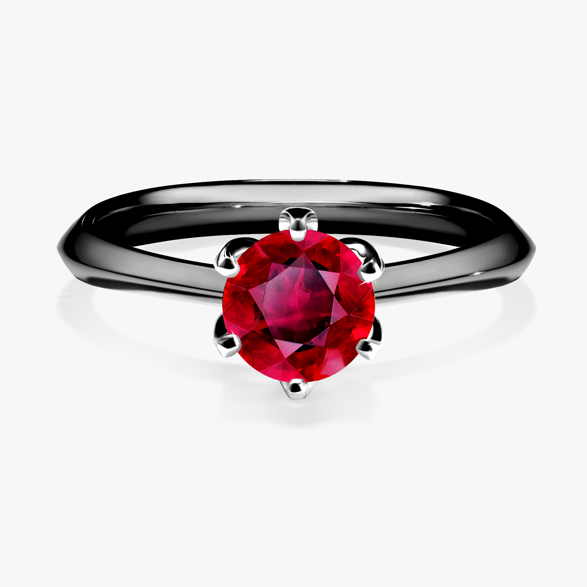 Pierścionek zaręczynowy My Daisy z czarnego złota z rubinem 0,80ct