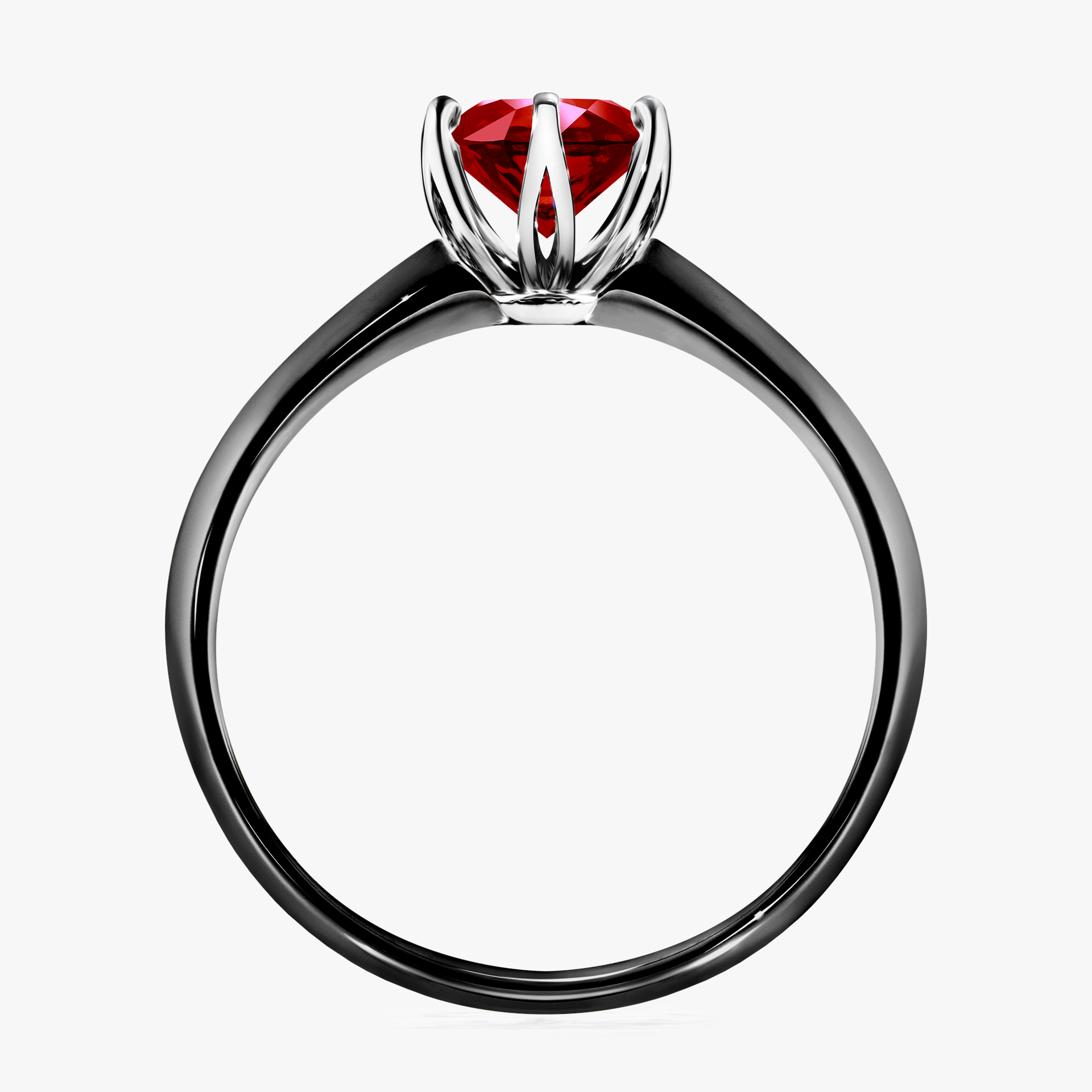 Pierścionek zaręczynowy My Daisy z czarnego złota z rubinem 0,80ct