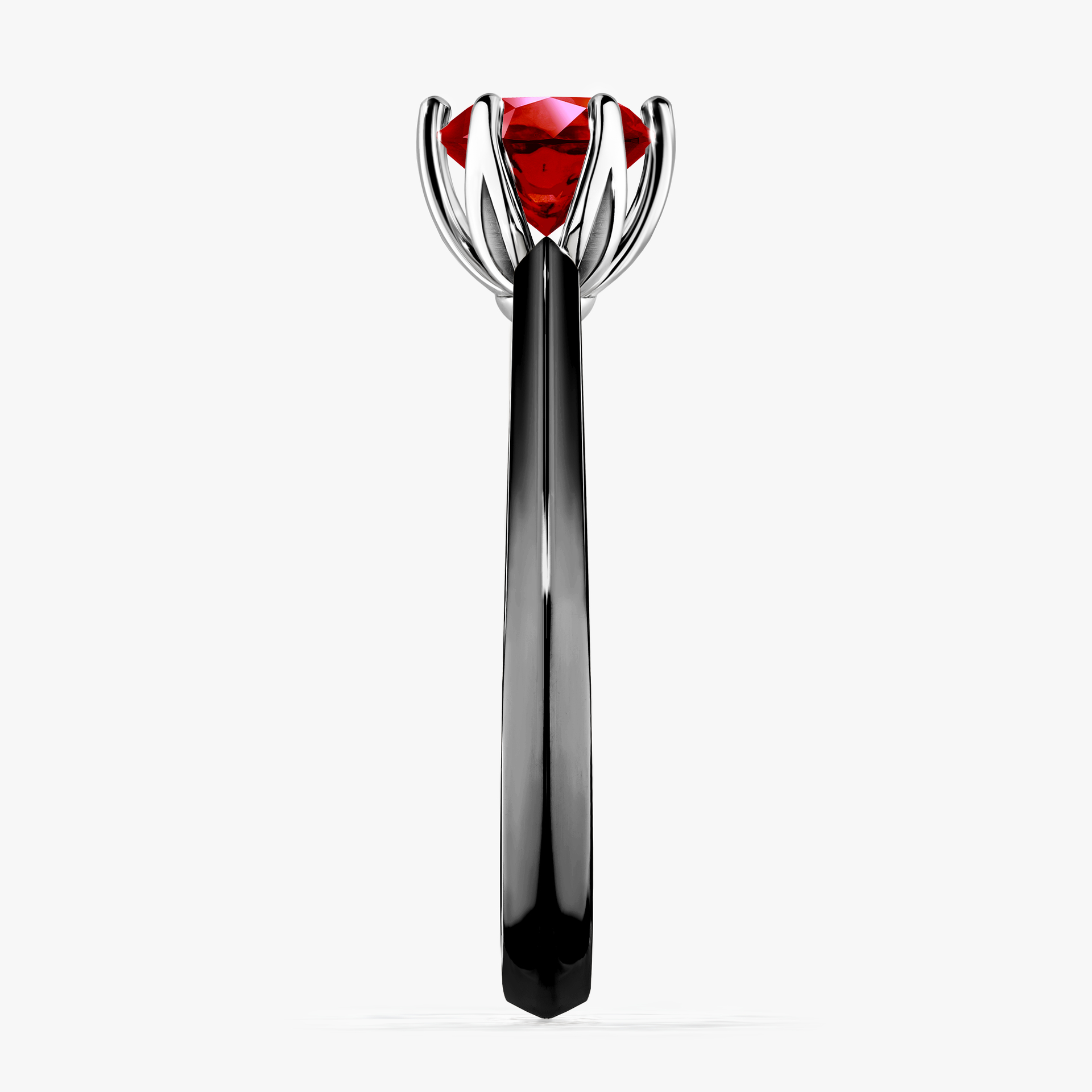 Pierścionek zaręczynowy My Daisy z czarnego złota z rubinem 0,80ct