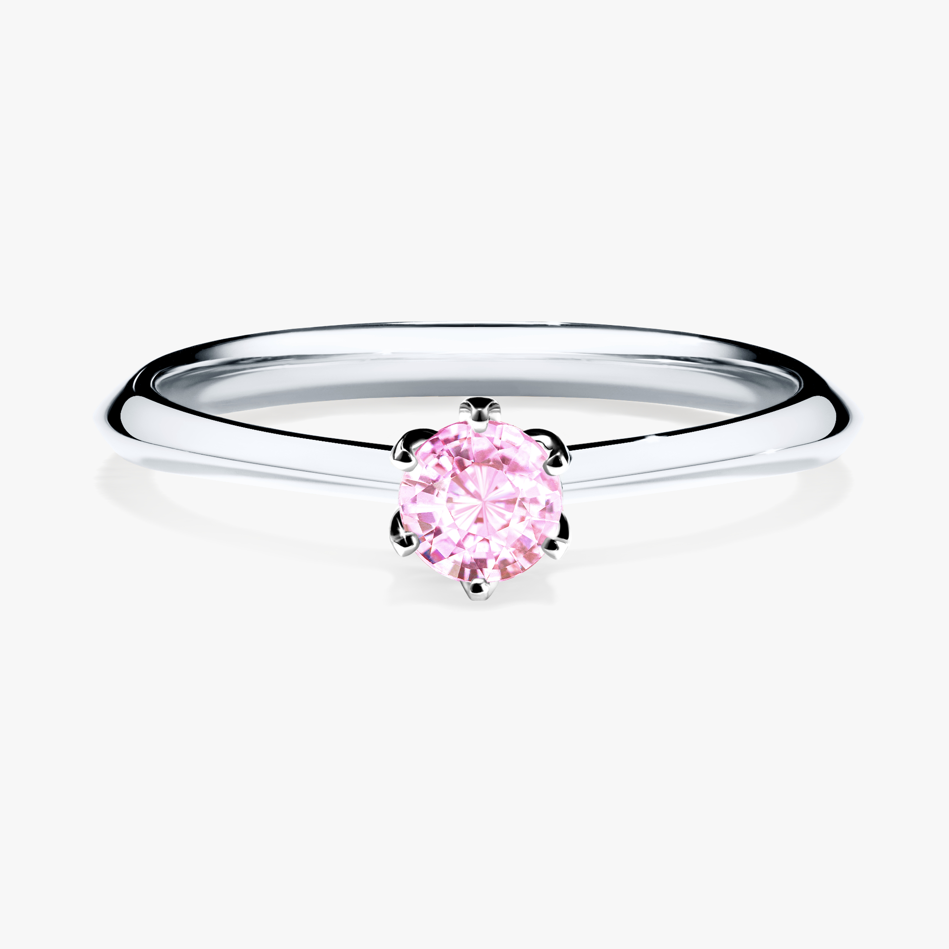 Pierścionek zaręczynowy My Daisy z białego złota z szafirem różowym 0,25ct