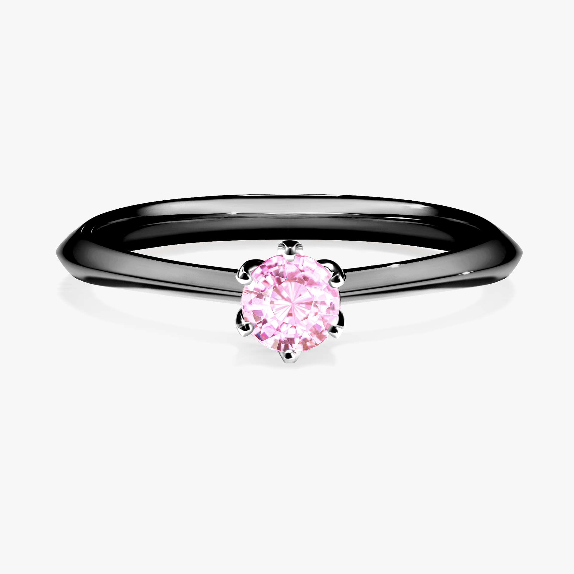 Pierścionek zaręczynowy My Daisy z czarnego złota z szafirem różowym 0,25ct