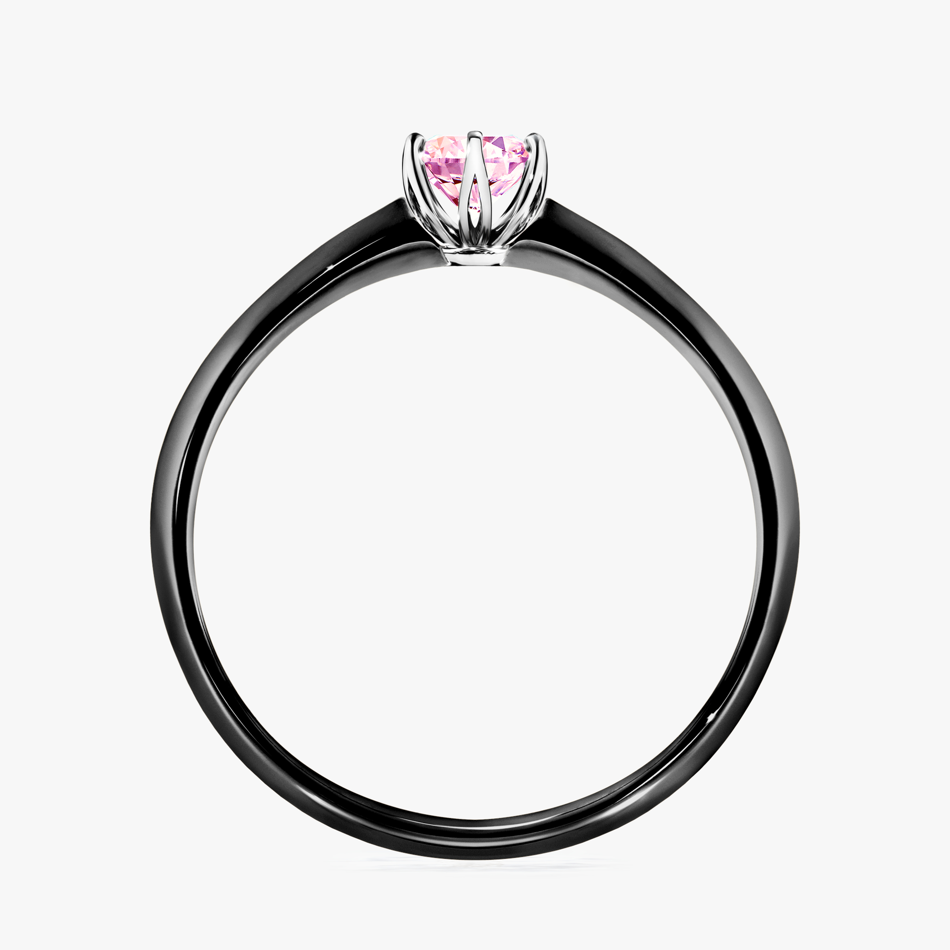 Pierścionek zaręczynowy My Daisy z czarnego złota z szafirem różowym 0,25ct