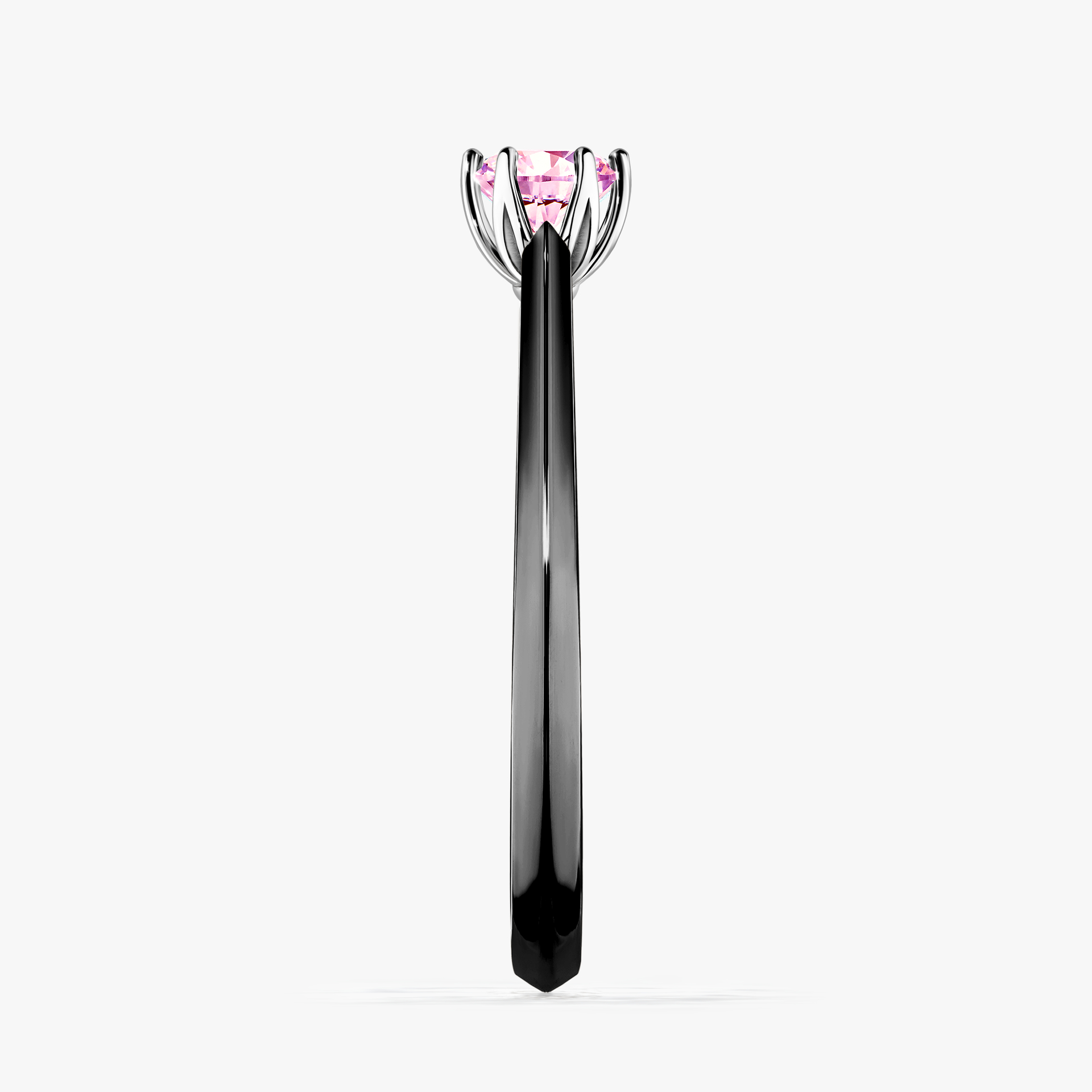 Pierścionek zaręczynowy My Daisy z czarnego złota z szafirem różowym 0,25ct