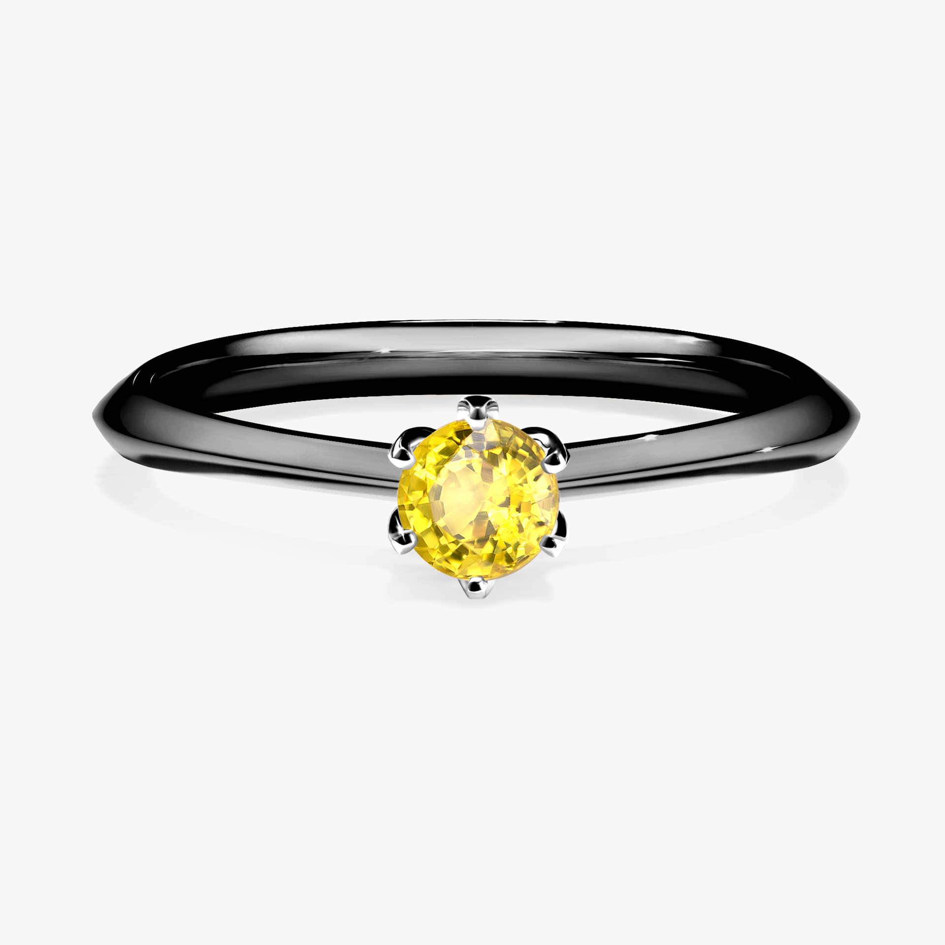 Pierścionek zaręczynowy My Daisy z czarnego złota z szafirem żółtym 0,25ct