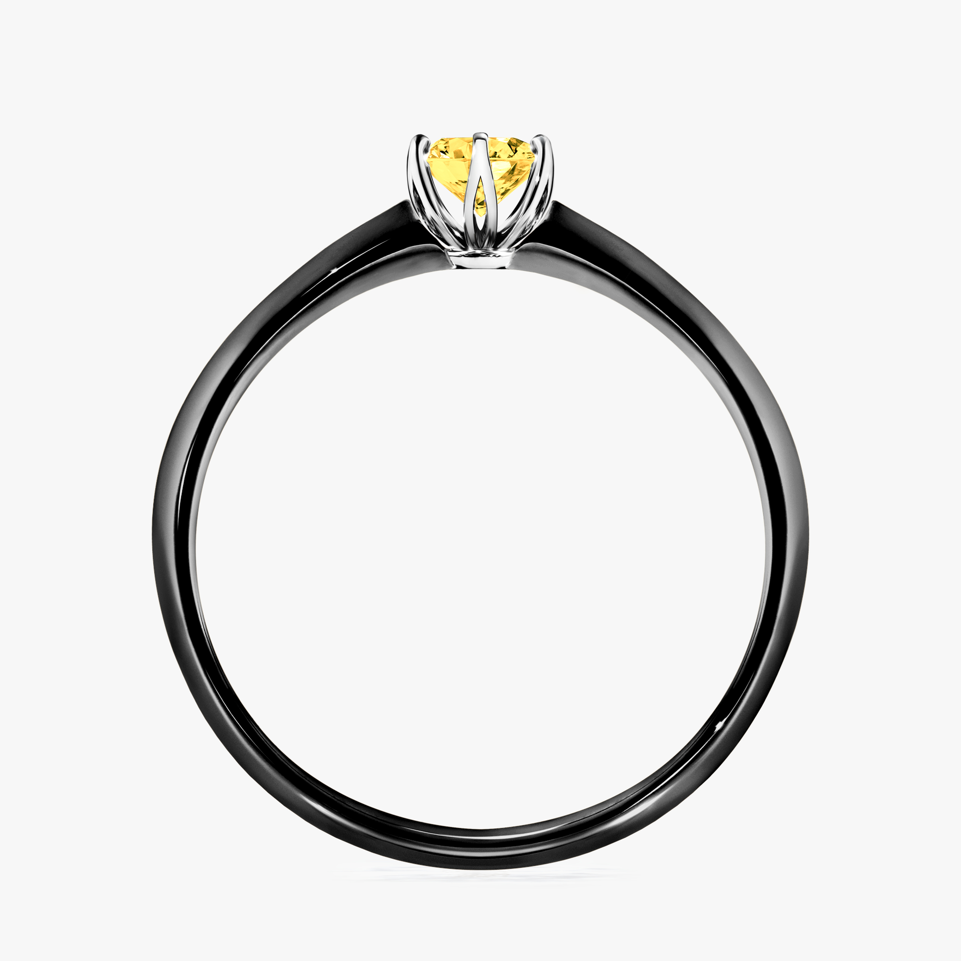 Pierścionek zaręczynowy My Daisy z czarnego złota z szafirem żółtym 0,25ct