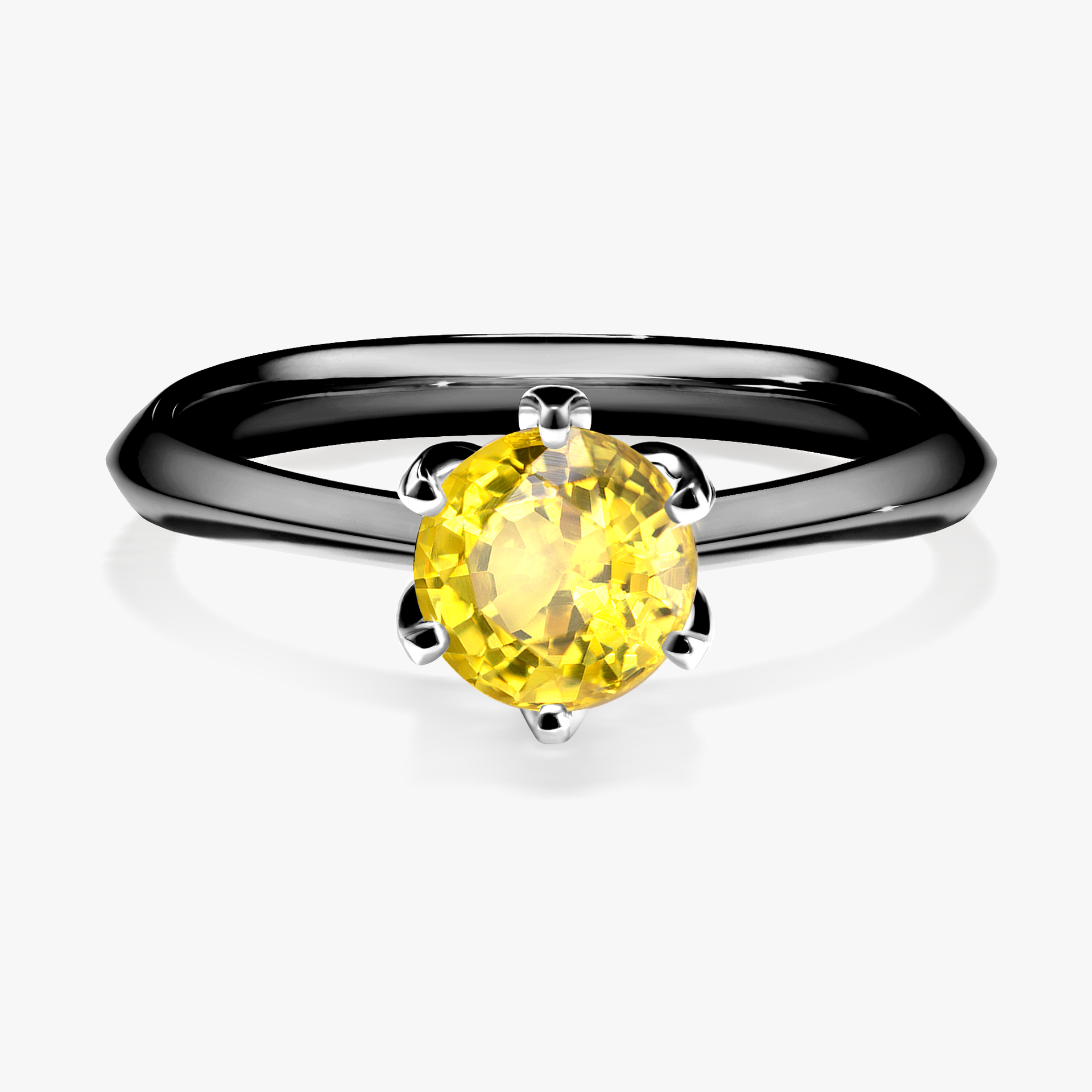 Pierścionek zaręczynowy My Daisy z czarnego złota z szafirem żółtym 0,80ct