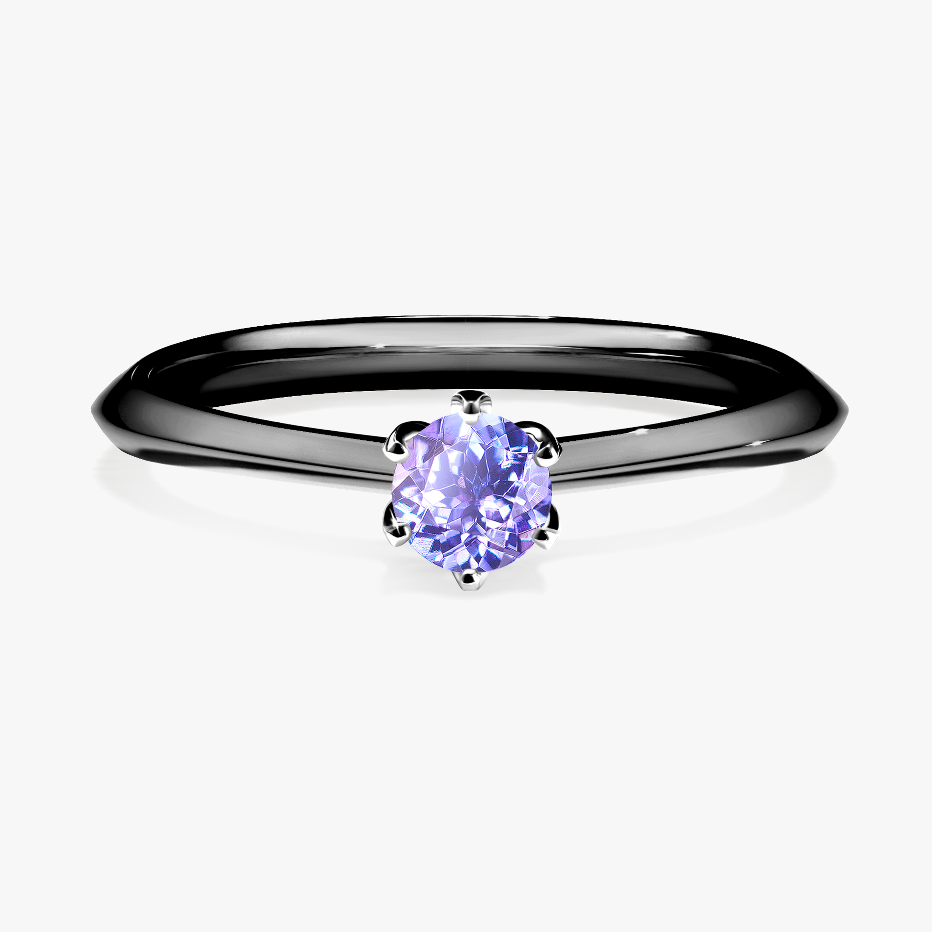 Pierścionek zaręczynowy My Daisy z czarnego złota z tanzanitem 0,25ct