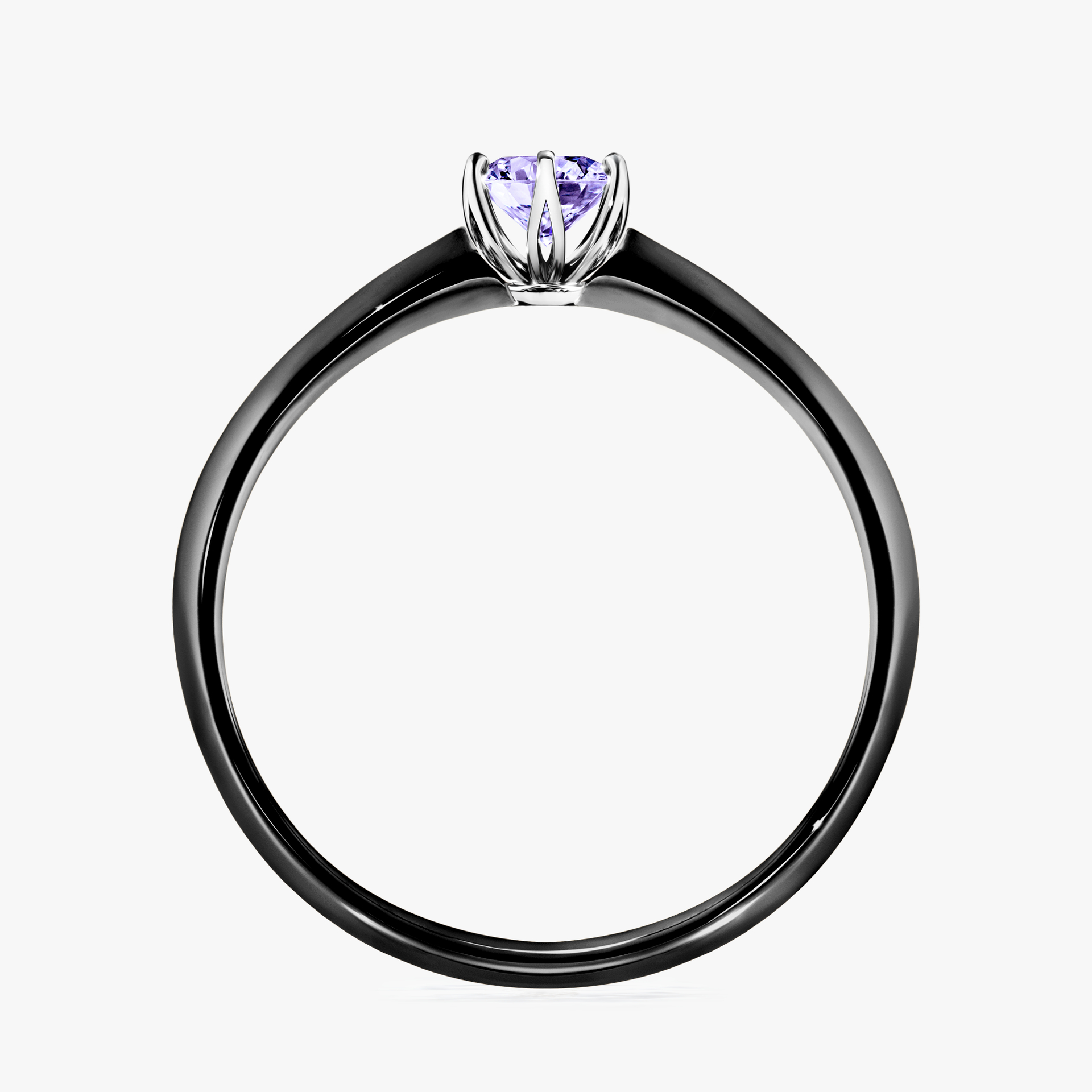 Pierścionek zaręczynowy My Daisy z czarnego złota z tanzanitem 0,25ct
