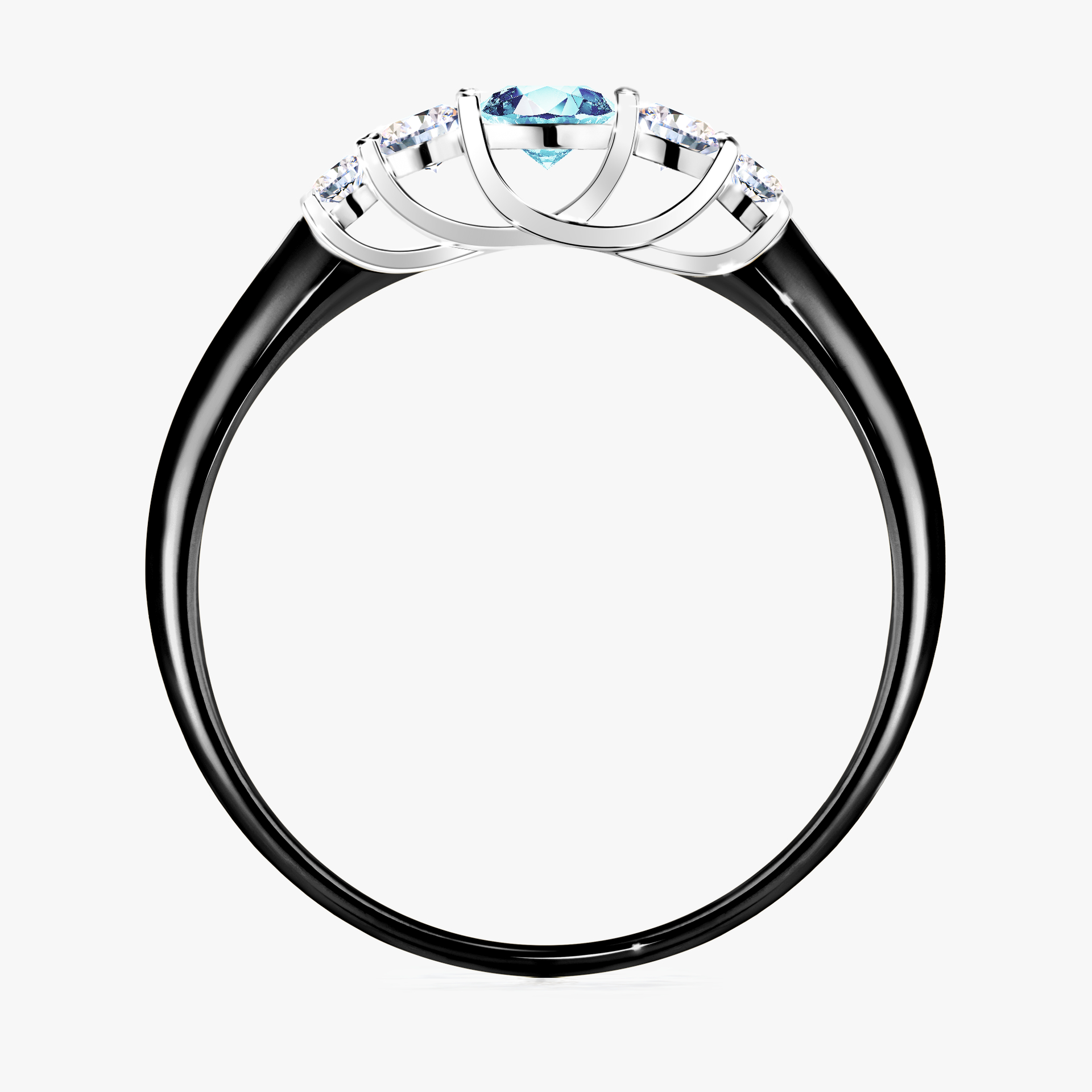 Pierścionek zaręczynowy My Darling z czarnego złota z akwamarynem 0,22ct