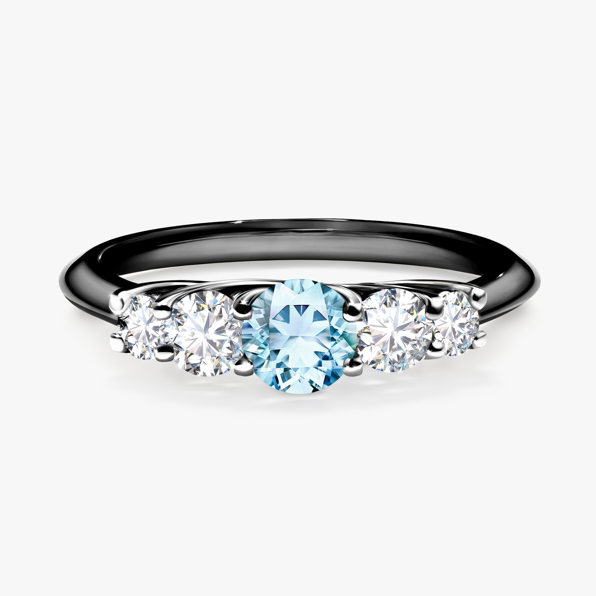 Pierścionek zaręczynowy My Darling z czarnego złota z akwamarynem 0,53ct