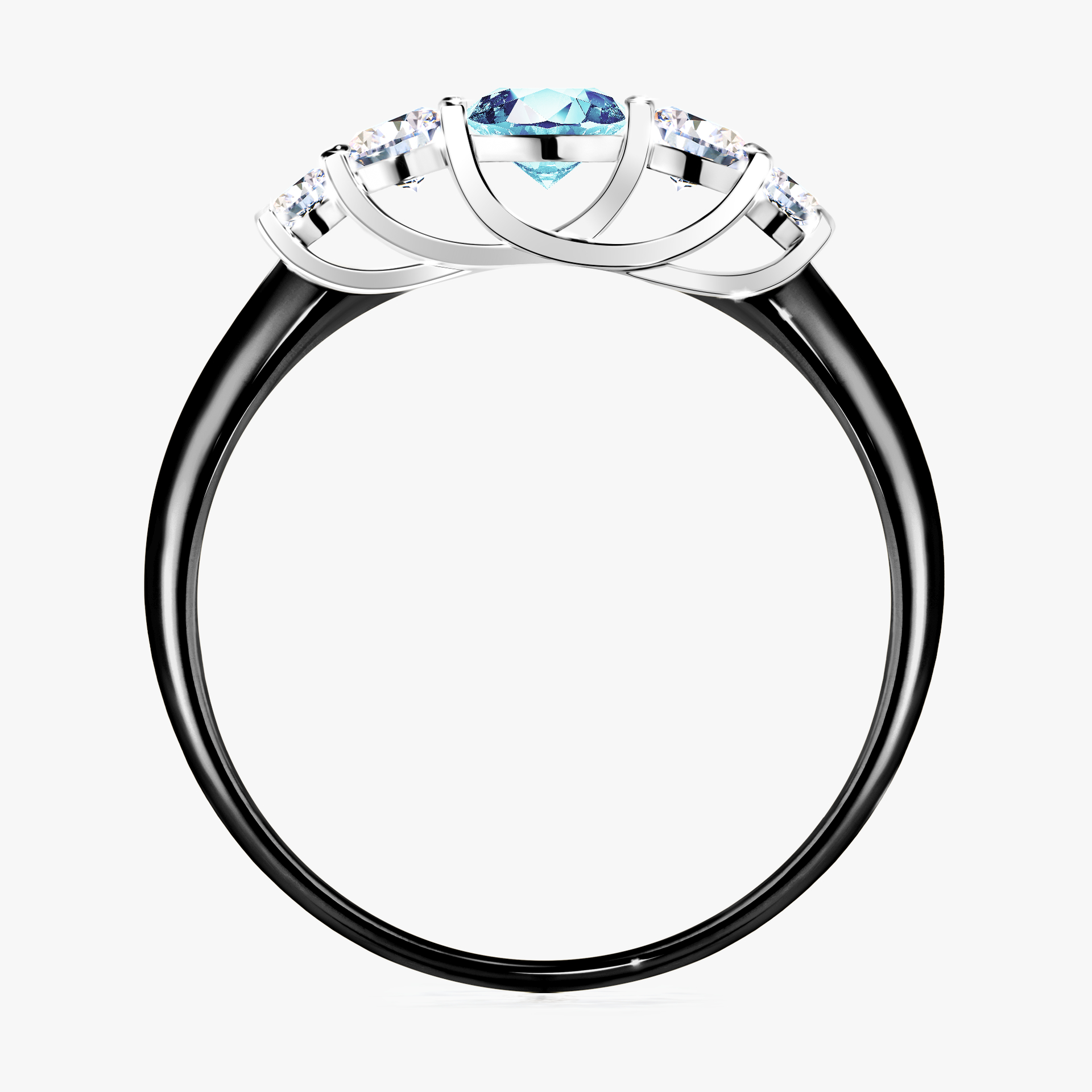 Pierścionek zaręczynowy My Darling z czarnego złota z akwamarynem 0,53ct