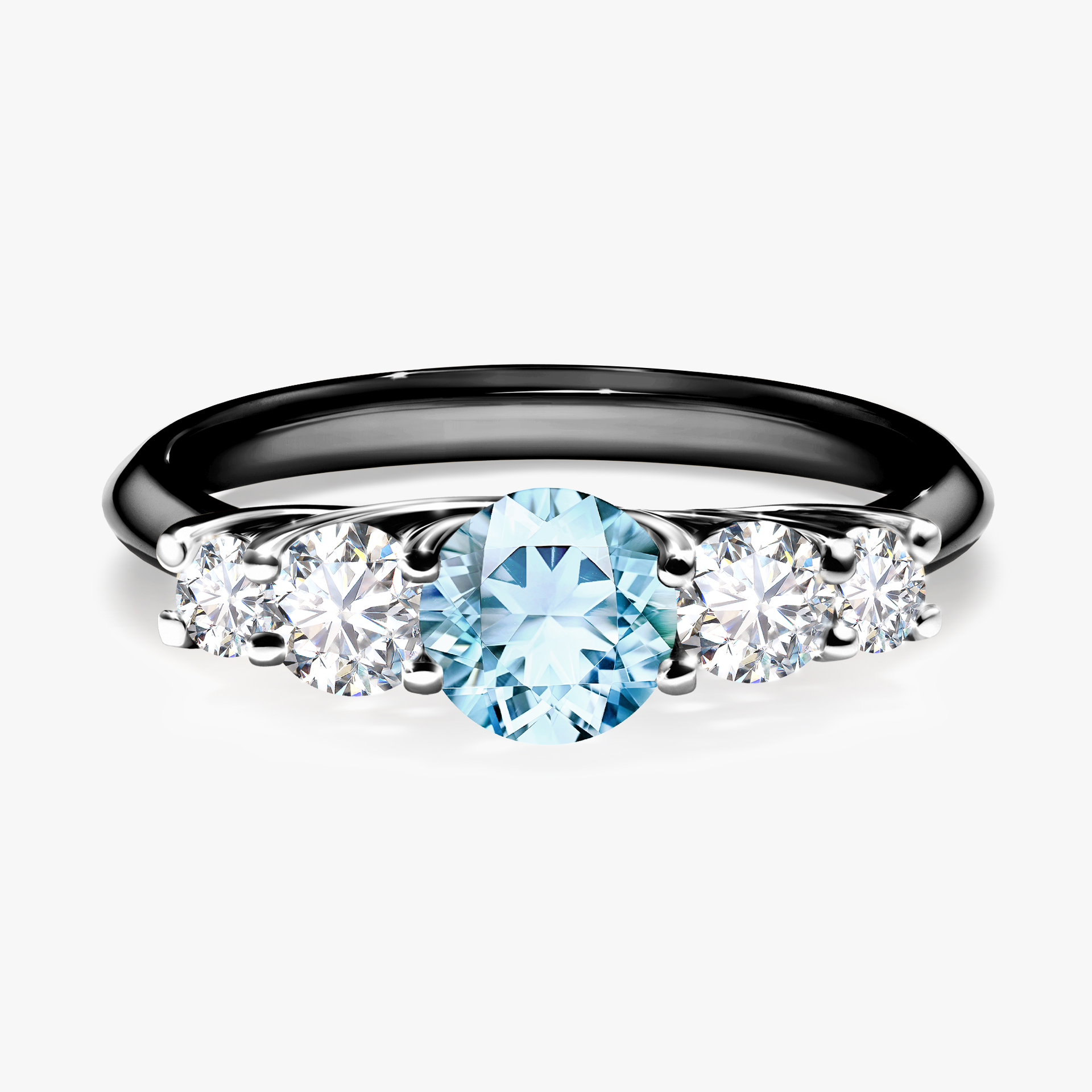 Pierścionek zaręczynowy My Darling z czarnego złota z akwamarynem 0,96ct