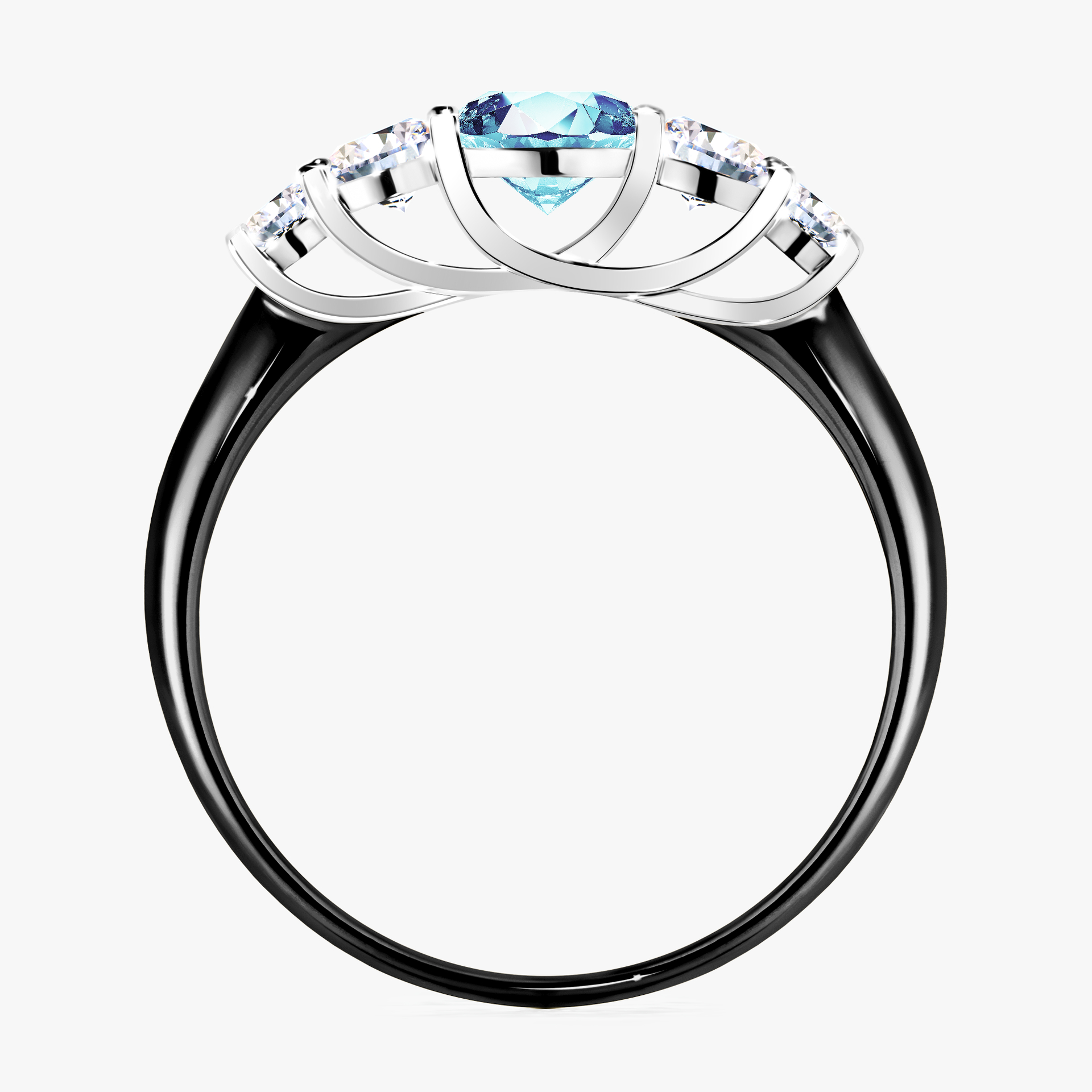 Pierścionek zaręczynowy My Darling z czarnego złota z akwamarynem 0,96ct