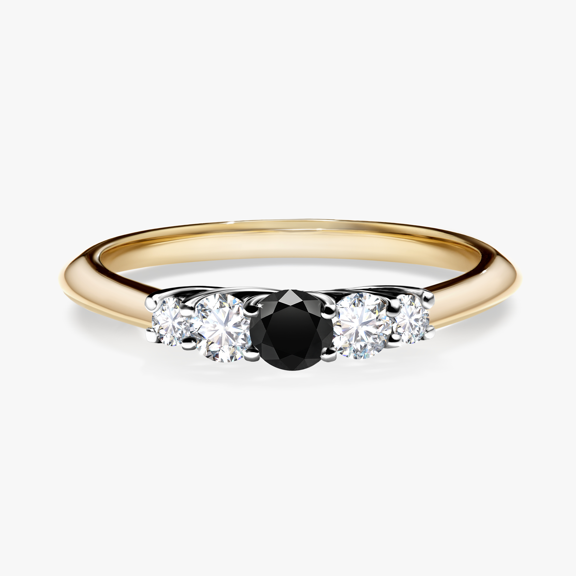 Pierścionek zaręczynowy My Darling z żółtego złota z czarnym diamentem 0,22ct