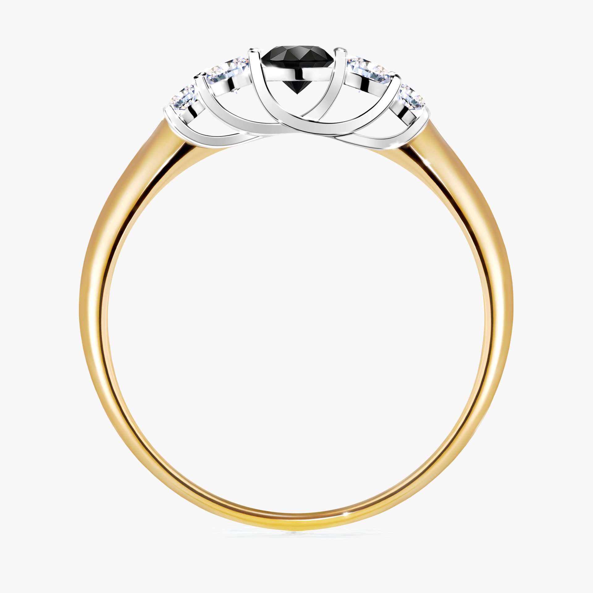 Pierścionek zaręczynowy My Darling z żółtego złota z czarnym diamentem 0,22ct