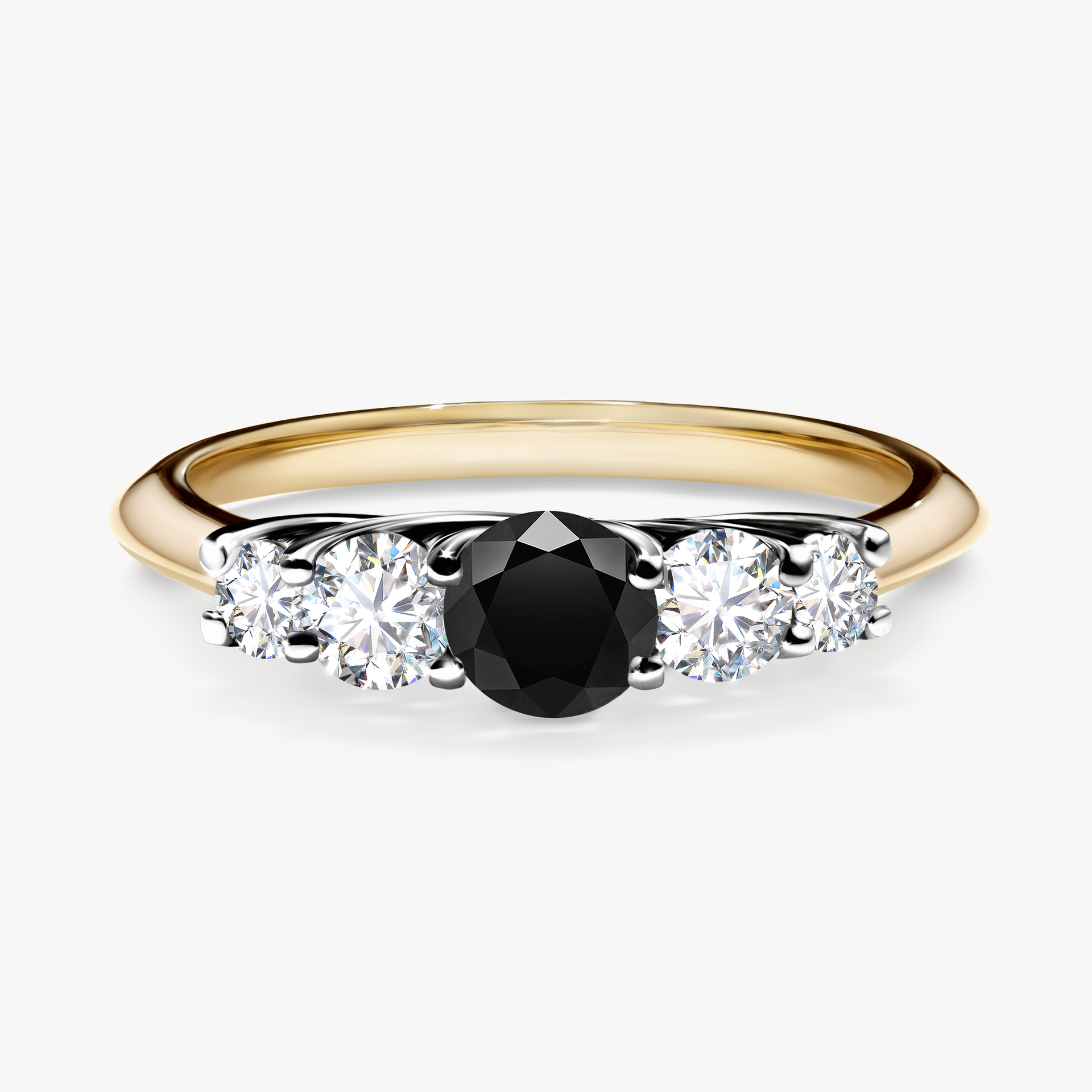 Pierścionek zaręczynowy My Darling z żółtego złota z czarnym diamentem 0,53ct
