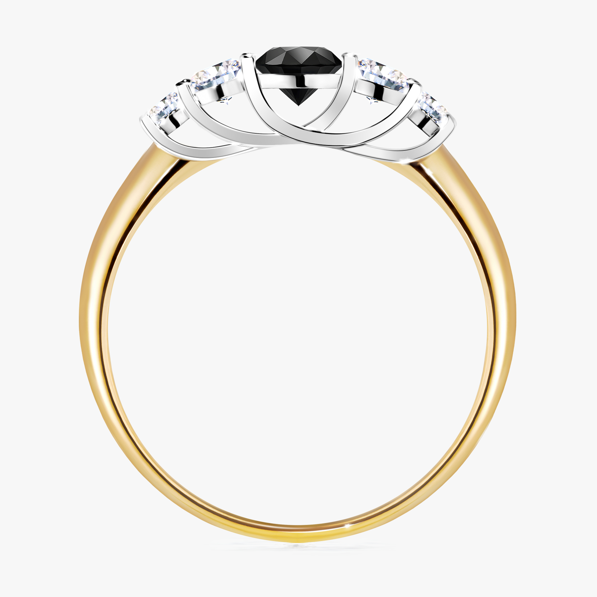 Pierścionek zaręczynowy My Darling z żółtego złota z czarnym diamentem 0,53ct