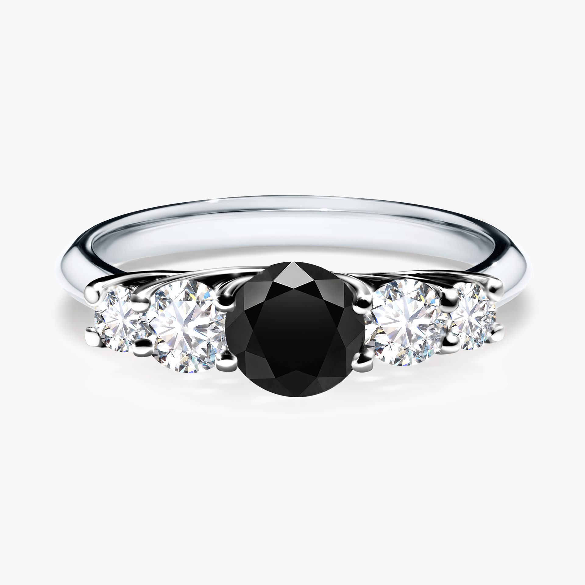 Pierścionek zaręczynowy My Darling z białego złota z czarnym diamentem 0,96ct