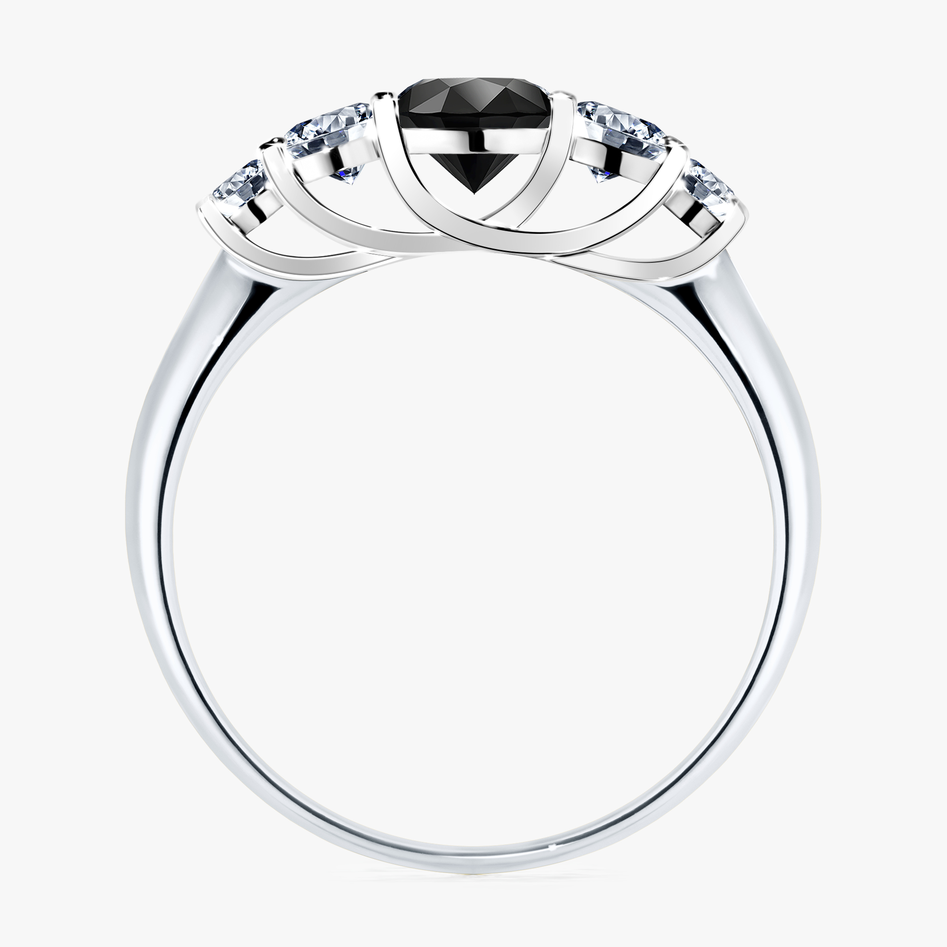 Pierścionek zaręczynowy My Darling z białego złota z czarnym diamentem 0,96ct