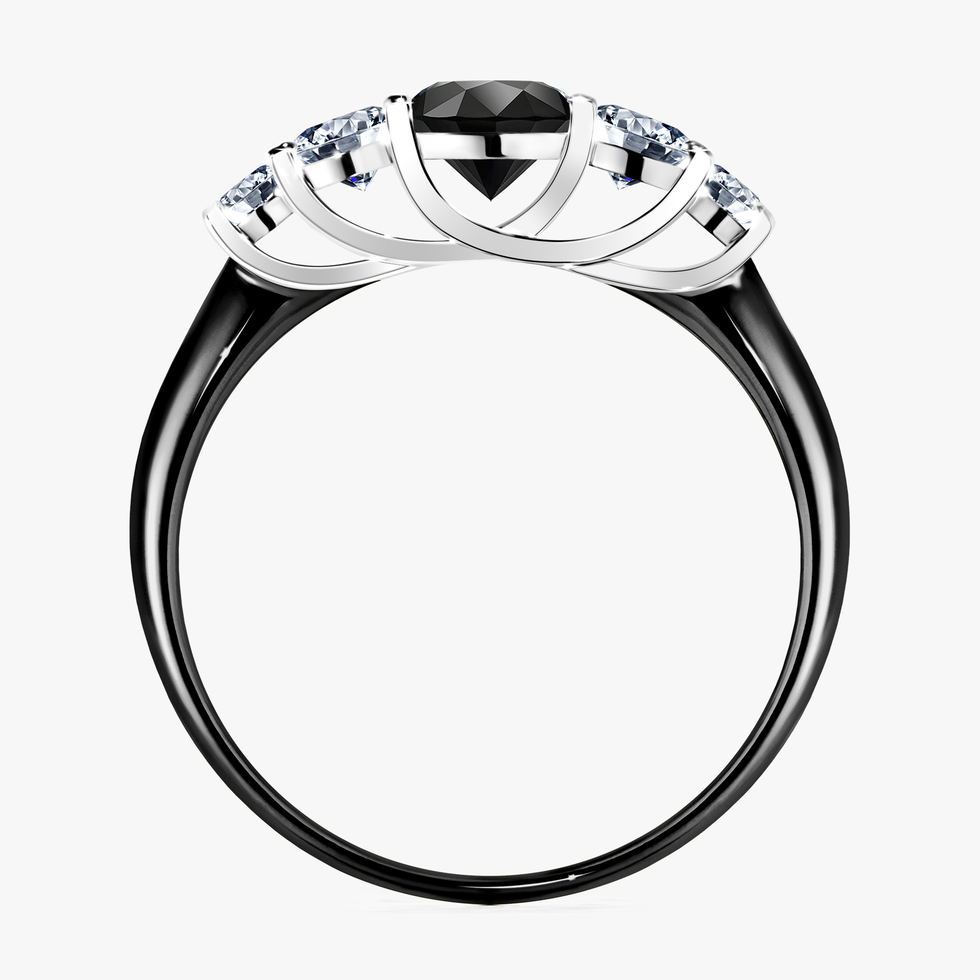 Pierścionek zaręczynowy My Darling z czarnego złota z czarnym diamentem 0,96ct