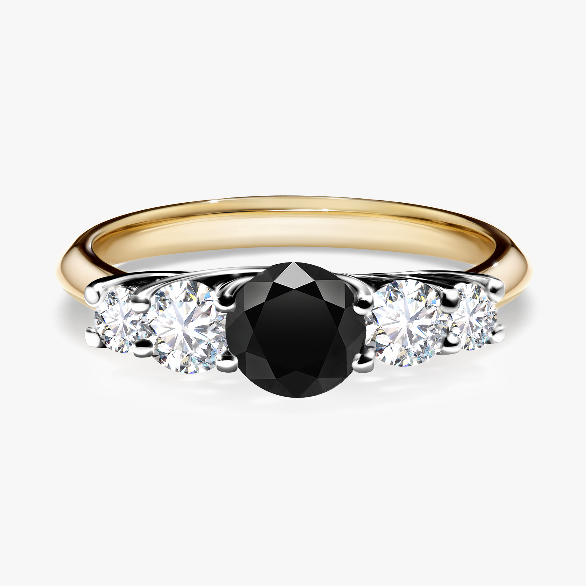 Pierścionek zaręczynowy My Darling z żółtego złota z czarnym diamentem 0,96ct